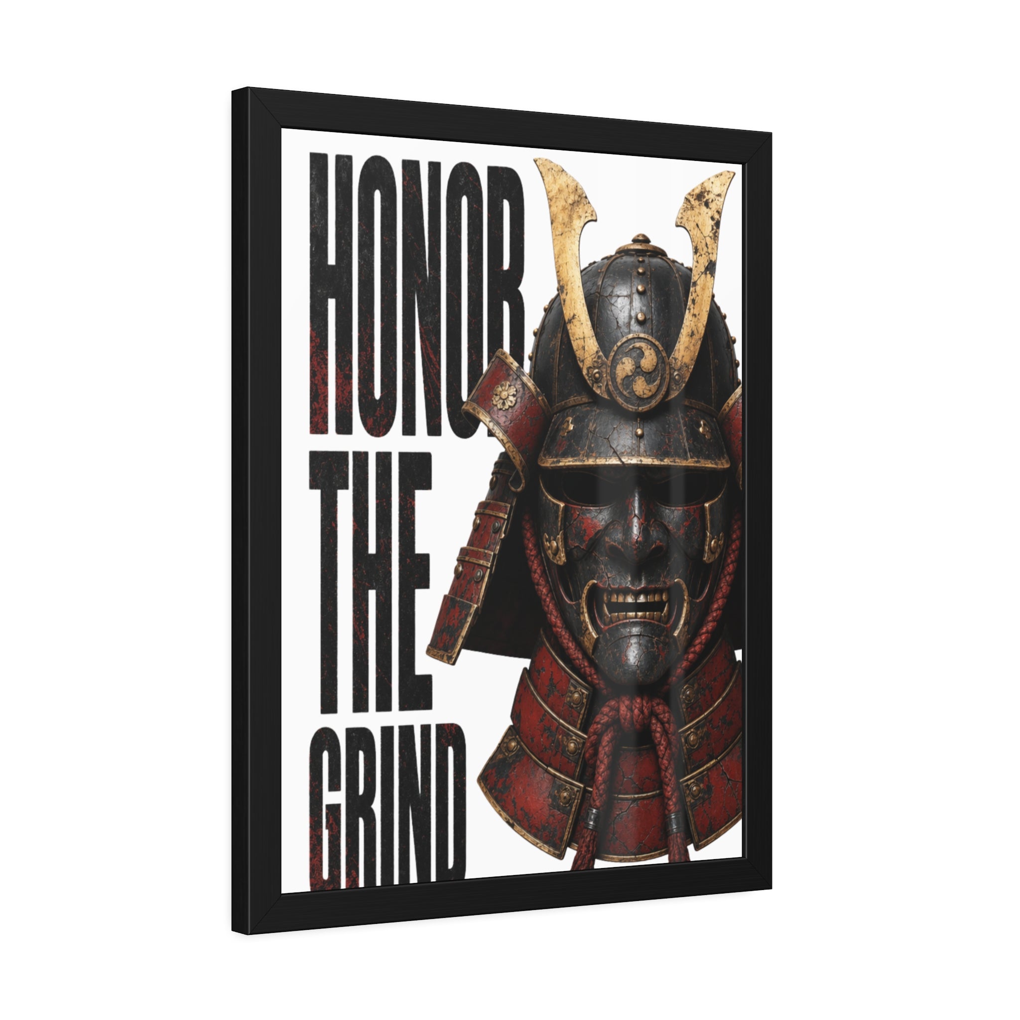 Honor the Grind Samurai Poster — Motivational Framed Art Print