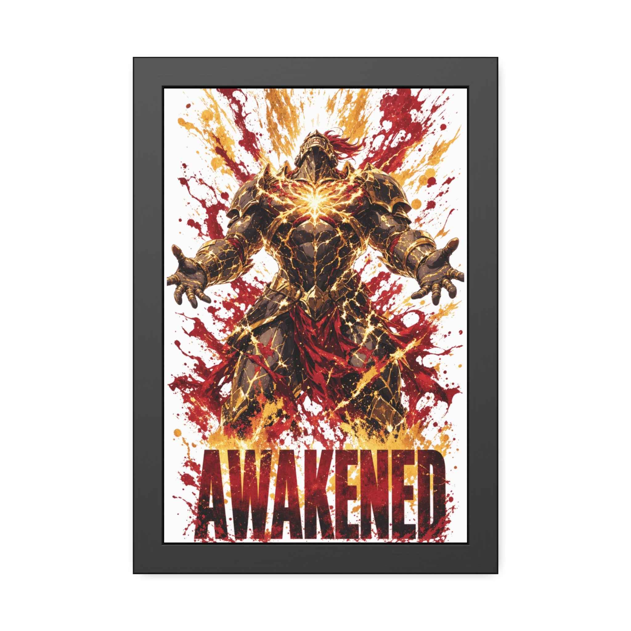 Awakened Fantasy Art Framed Poster — Fiery Hero Wall Print