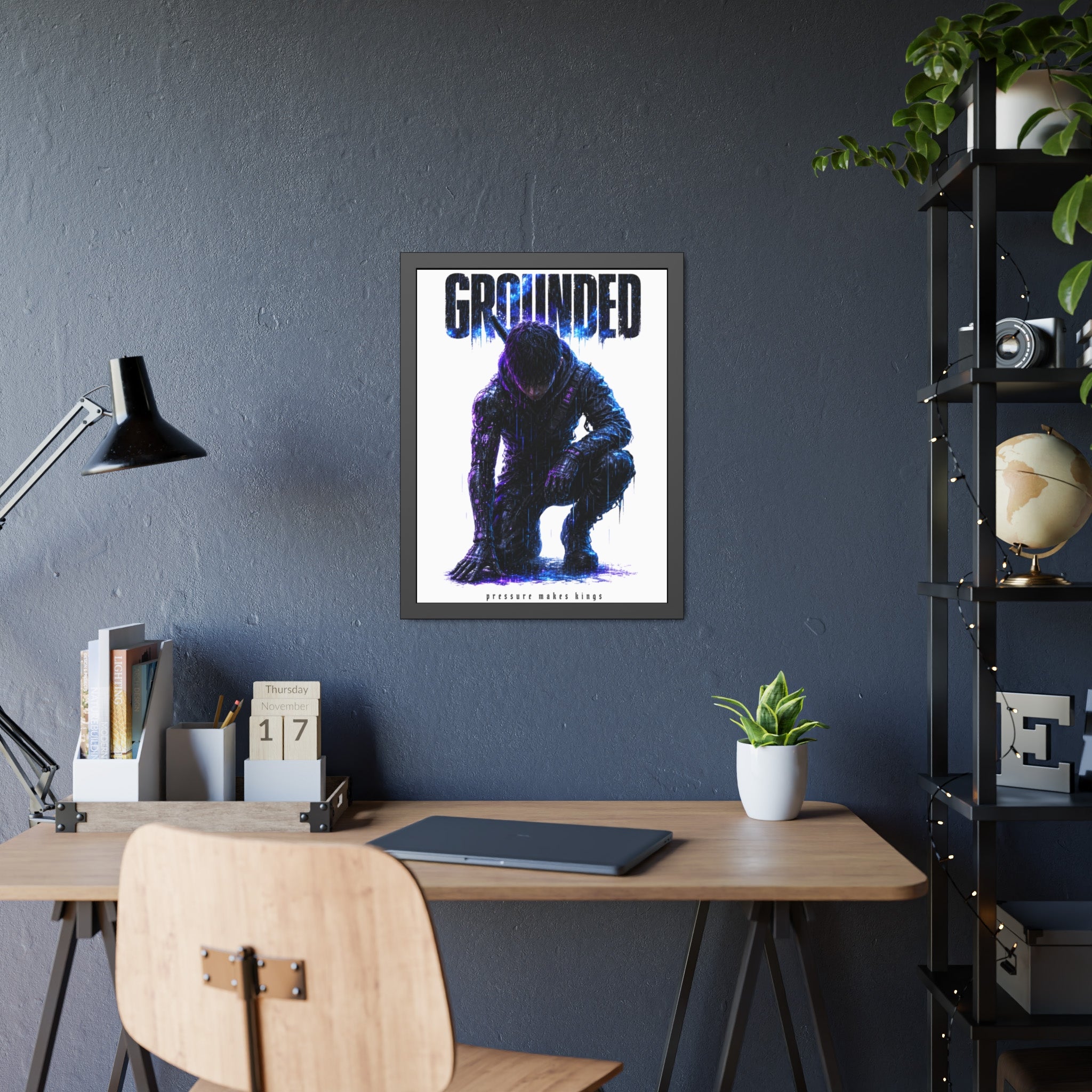 Framed Poster — 'GROUNDED' Motivational Sci‑Fi Art