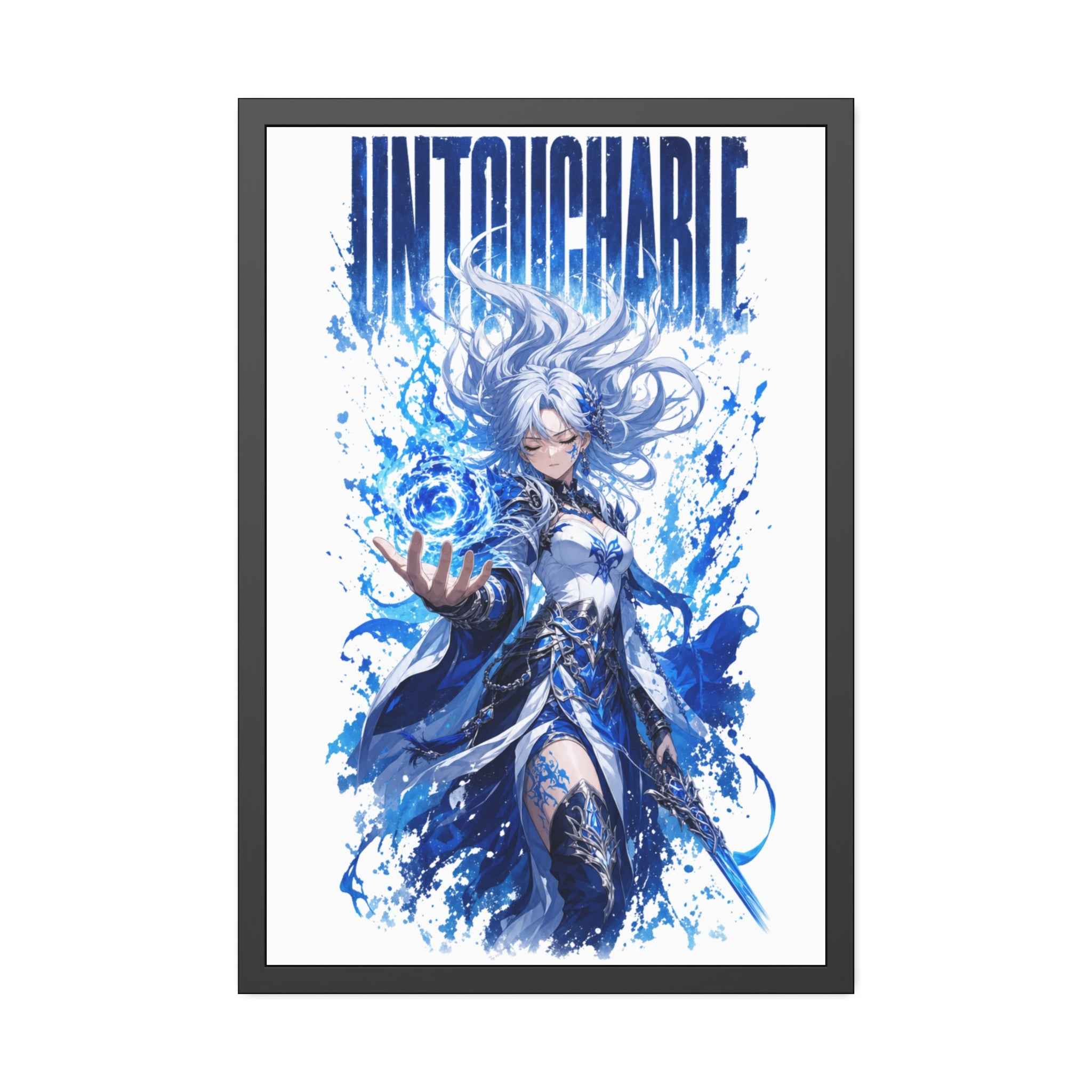 Untouchable Framed Art Poster — Blue Fantasy Sorceress Print