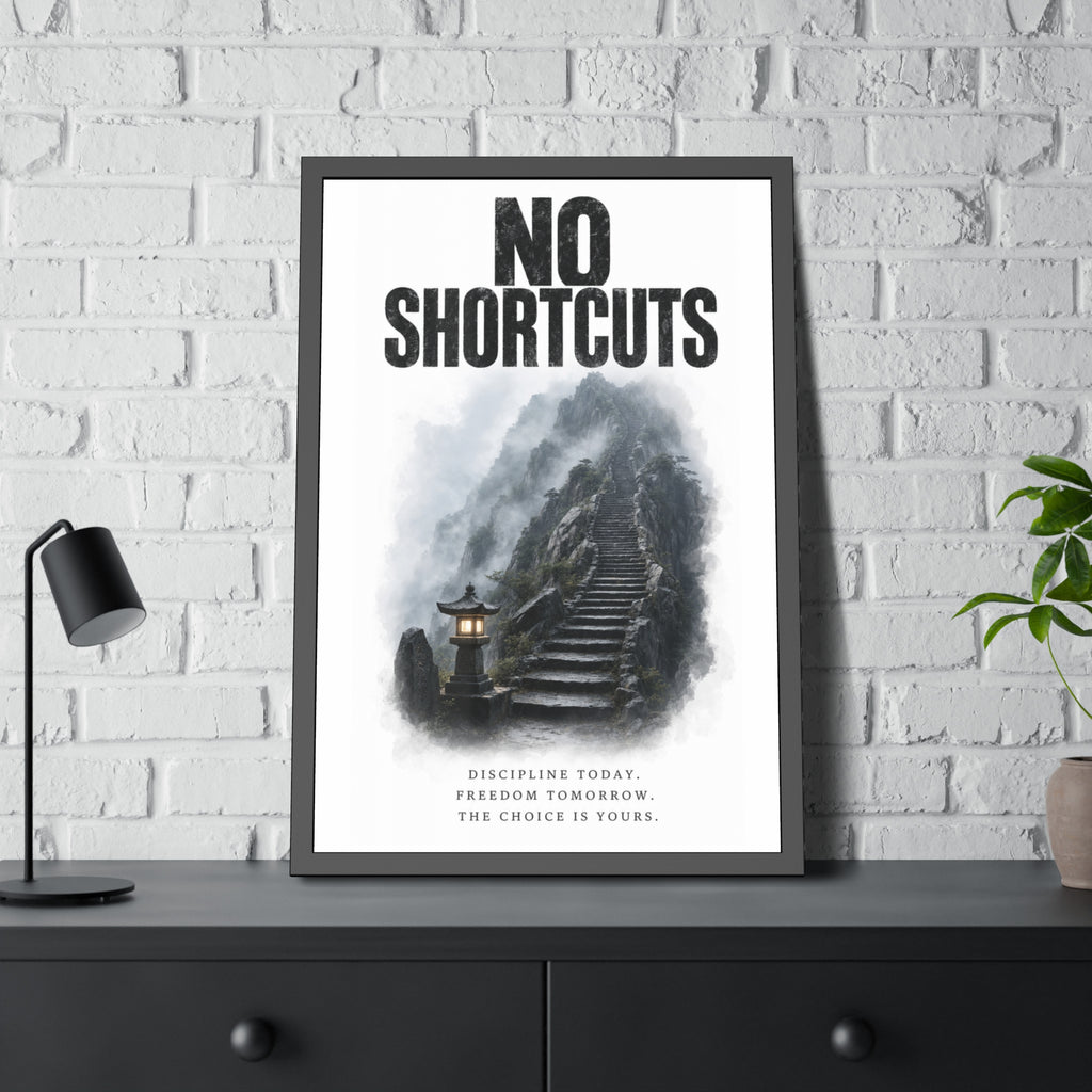 Framed Poster - "No Shortcuts" Motivational Wall Art