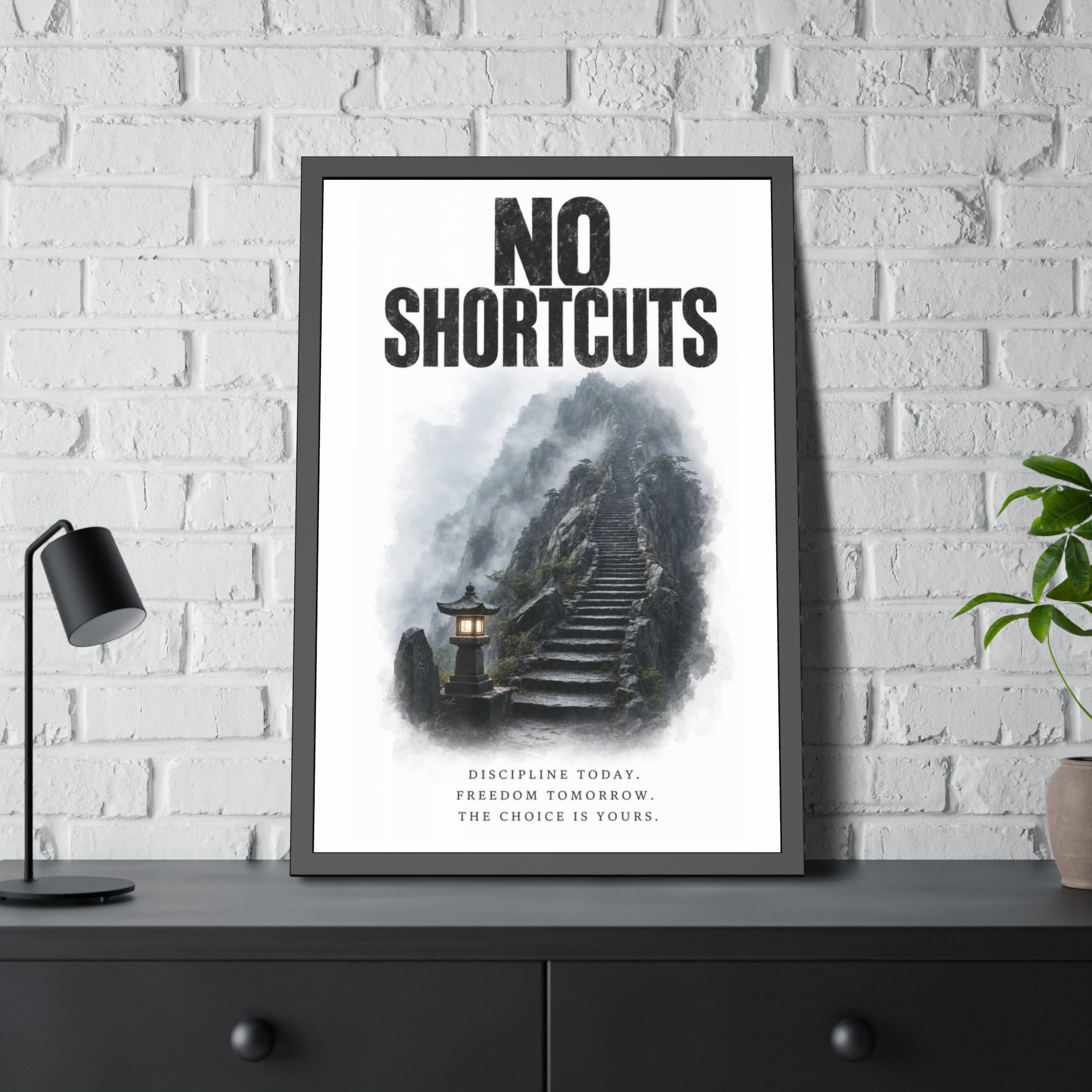 Framed Poster - "No Shortcuts" Motivational Wall Art