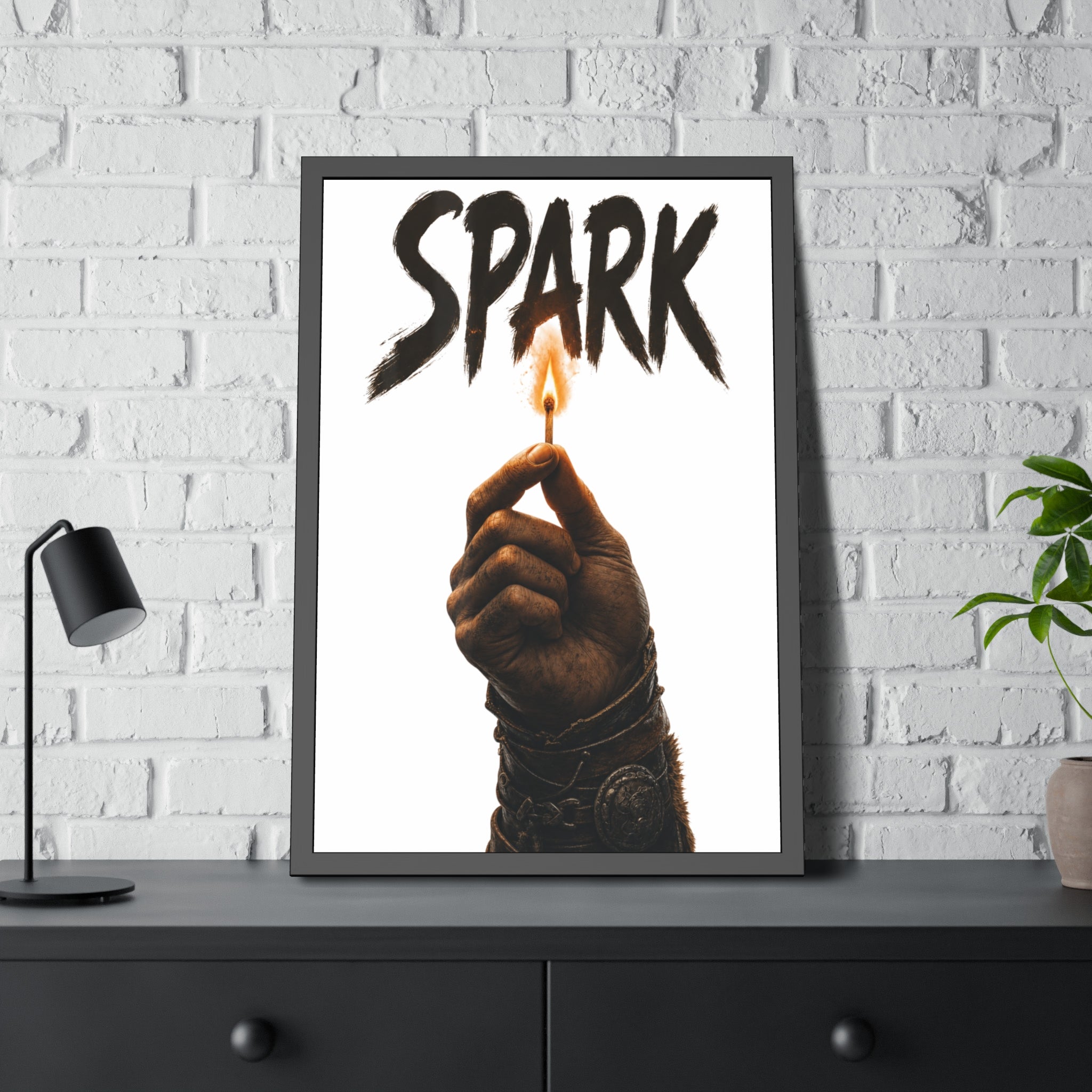 Framed Poster —  Lit Match Spark Wall Art