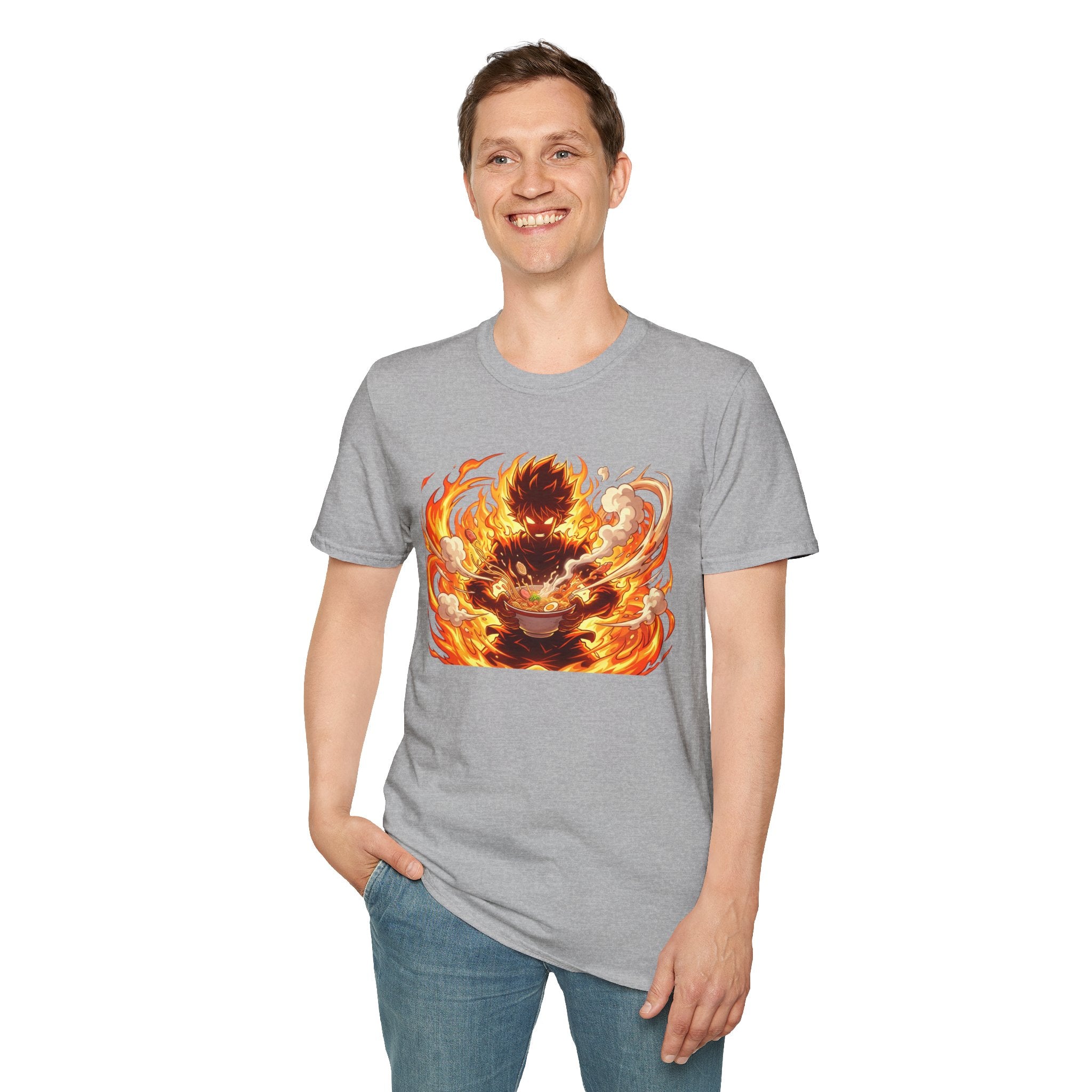 Flaming Anime Ramen Warrior T‑Shirt