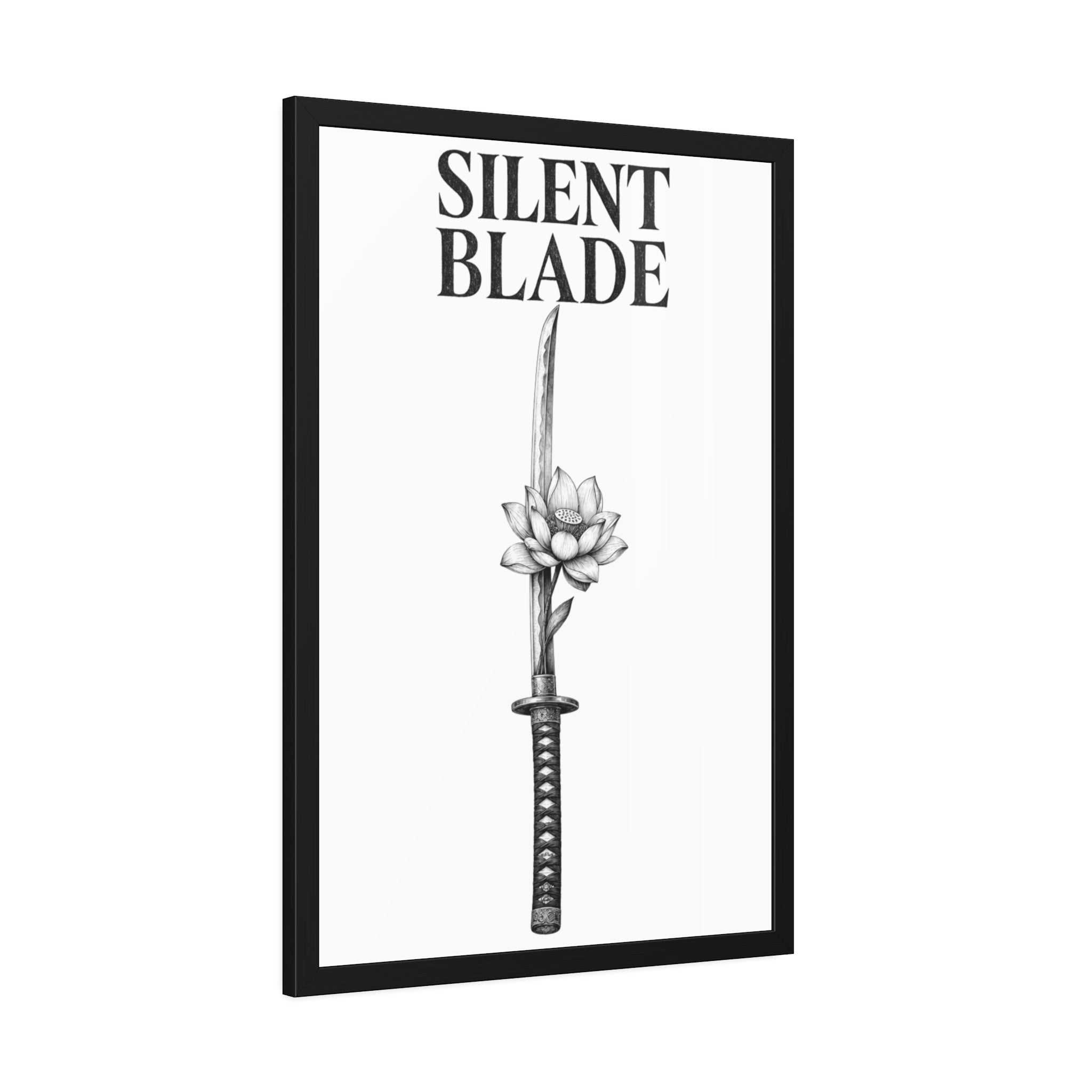 Silent Blade Framed Poster — Minimalist Samurai Sword Art Print