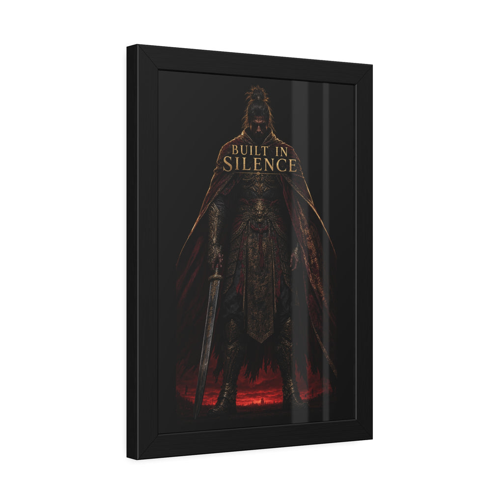 Built In Silence — Framed Poster (Dark Fantasy Knight Art)