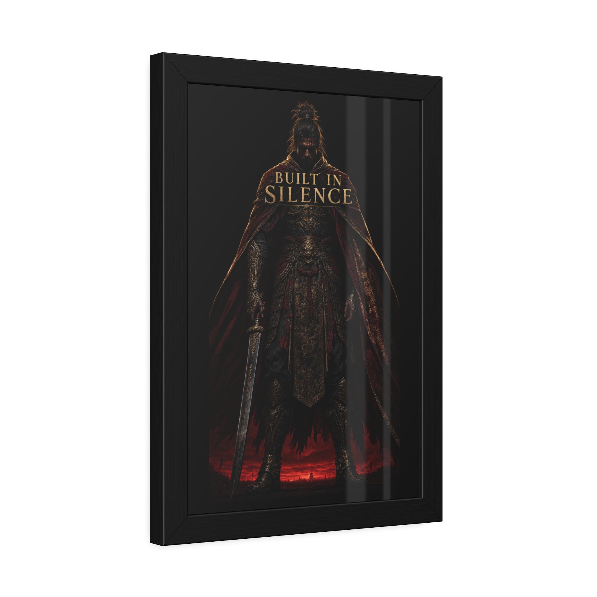 Built In Silence — Framed Poster (Dark Fantasy Knight Art)