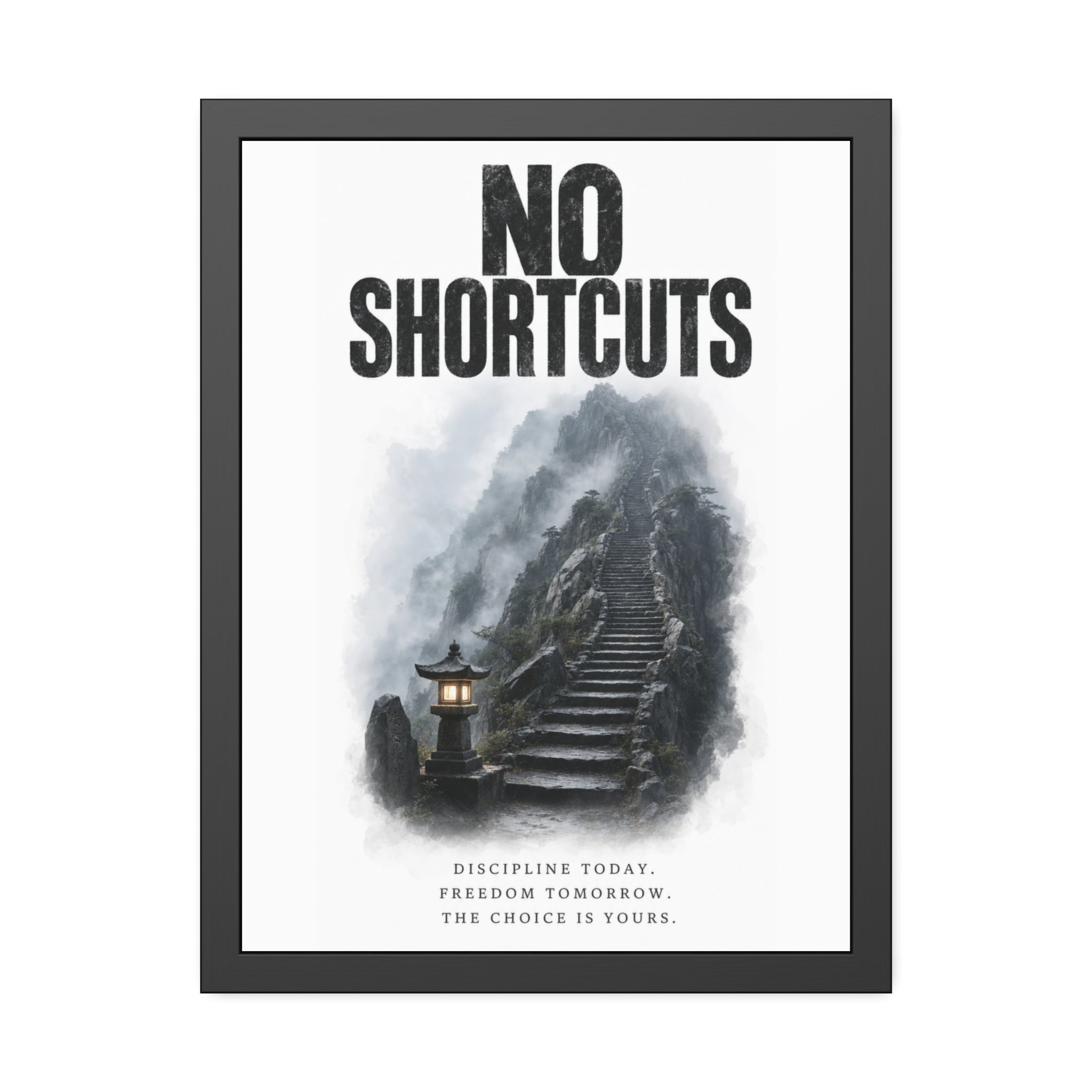 Framed Poster - "No Shortcuts" Motivational Wall Art