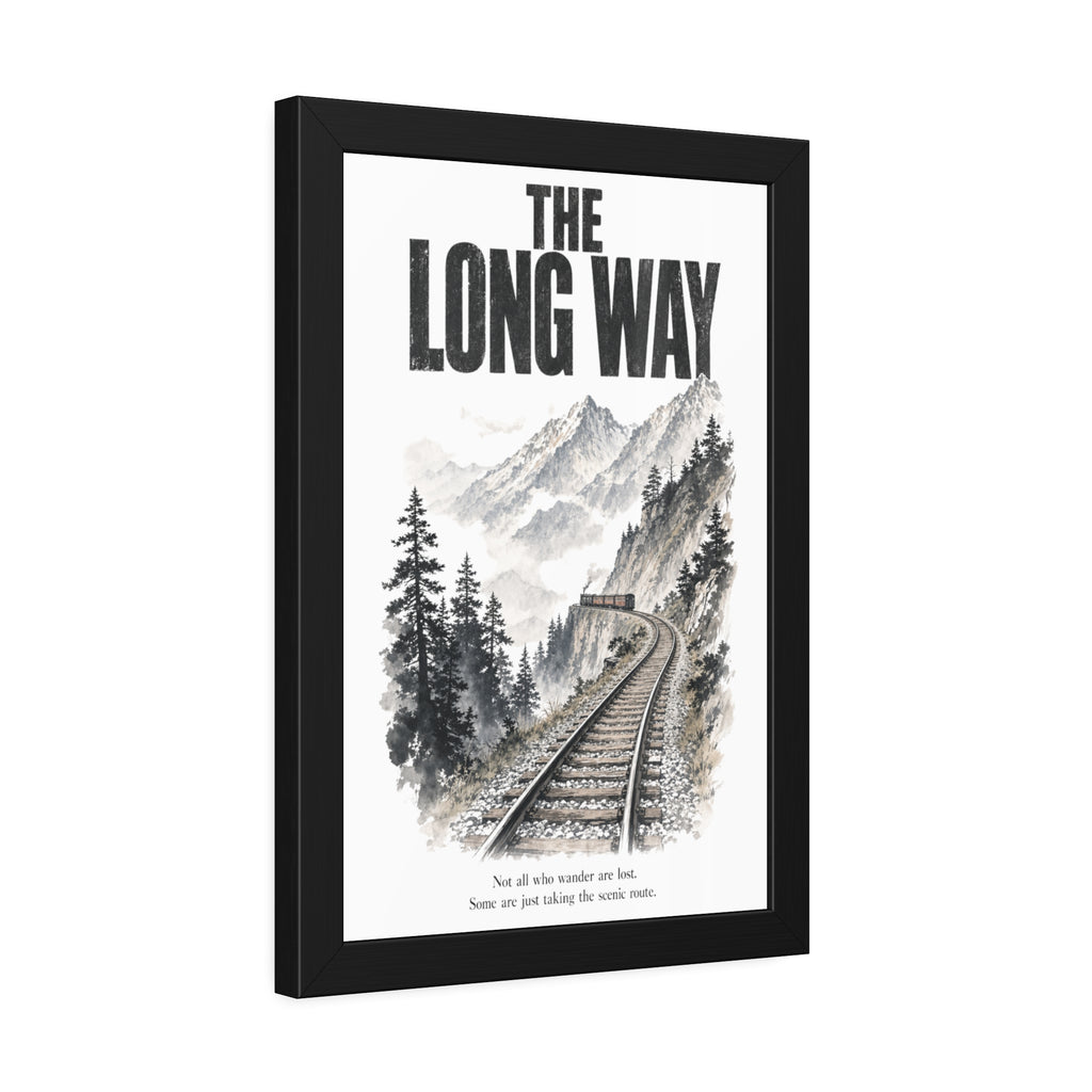 Framed Poster - "The Long Way" Mountain Train Scenic Wall Art