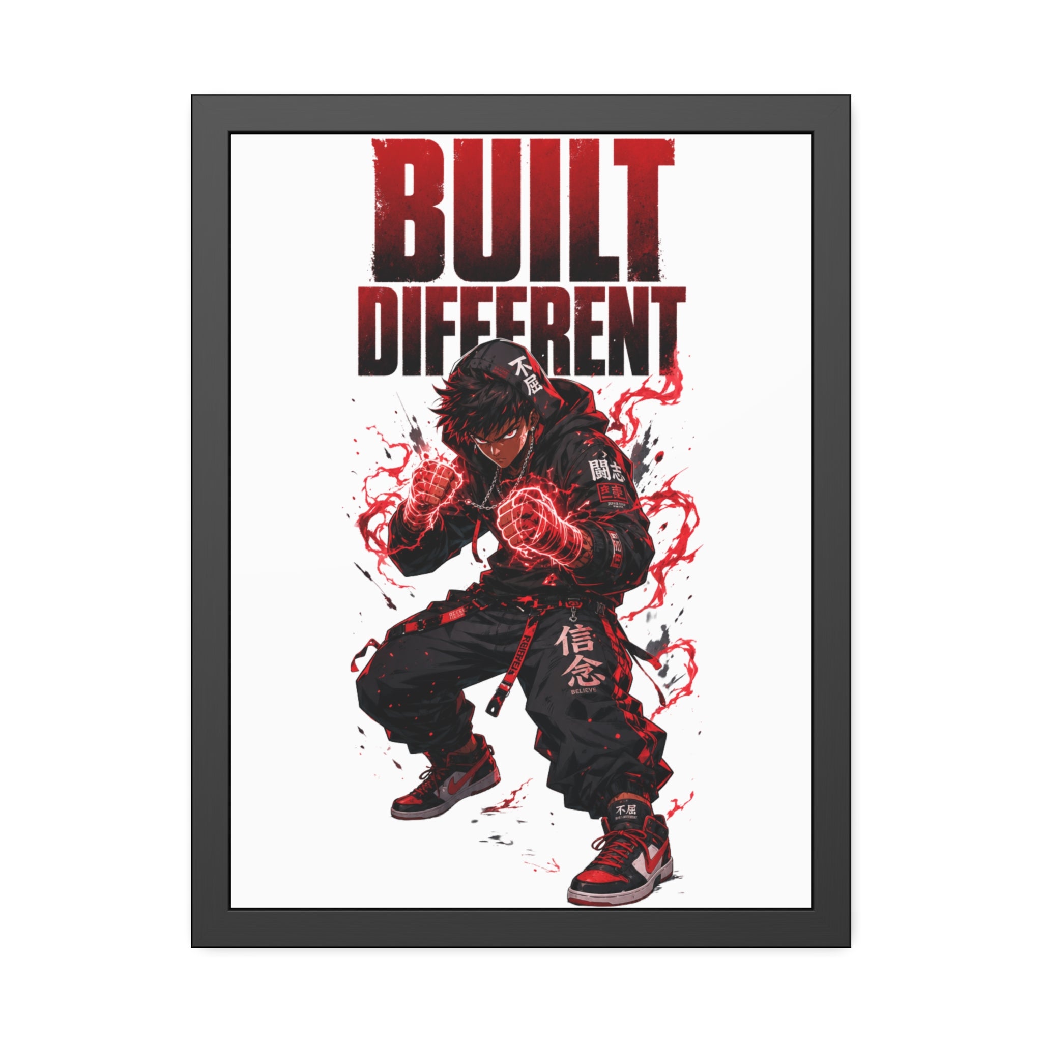 Anime Streetwear Motivational Wall Art - Built Different Framed Poster