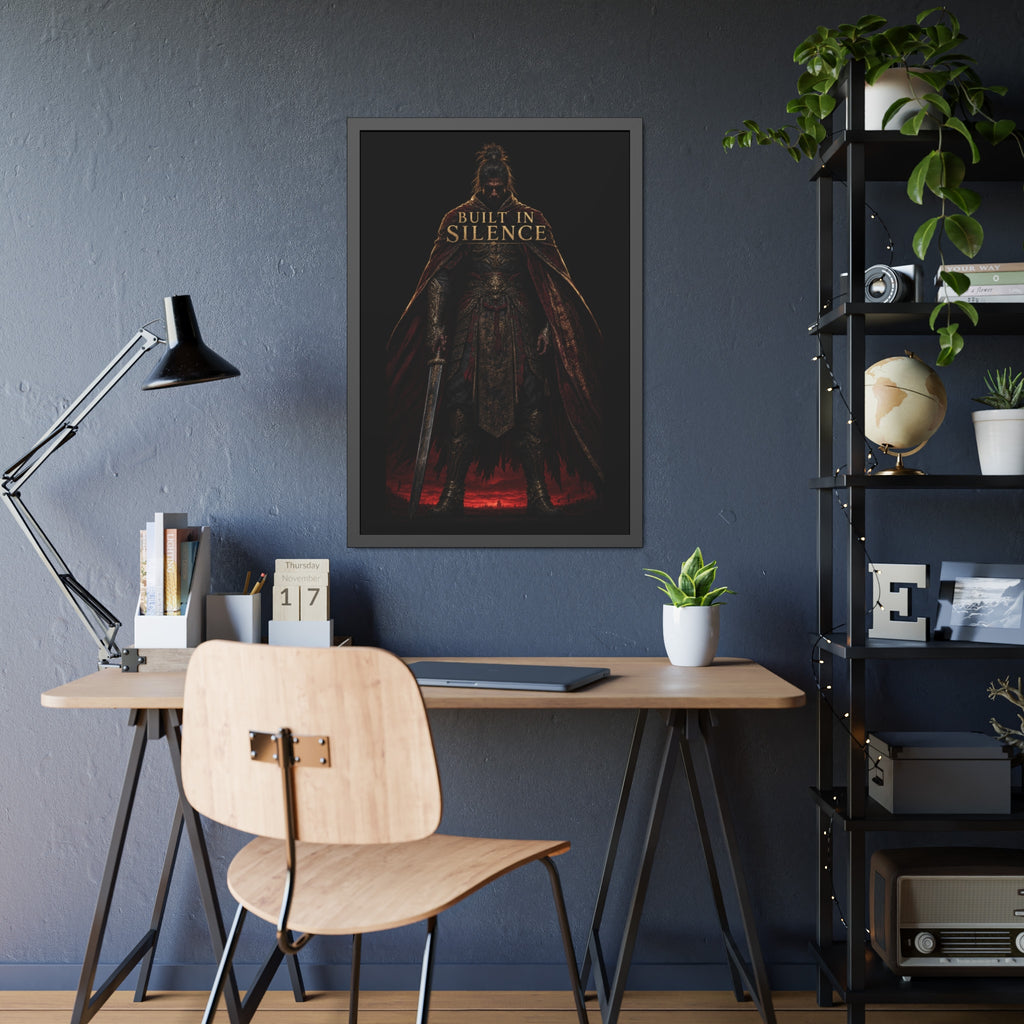 Built In Silence — Framed Poster (Dark Fantasy Knight Art)