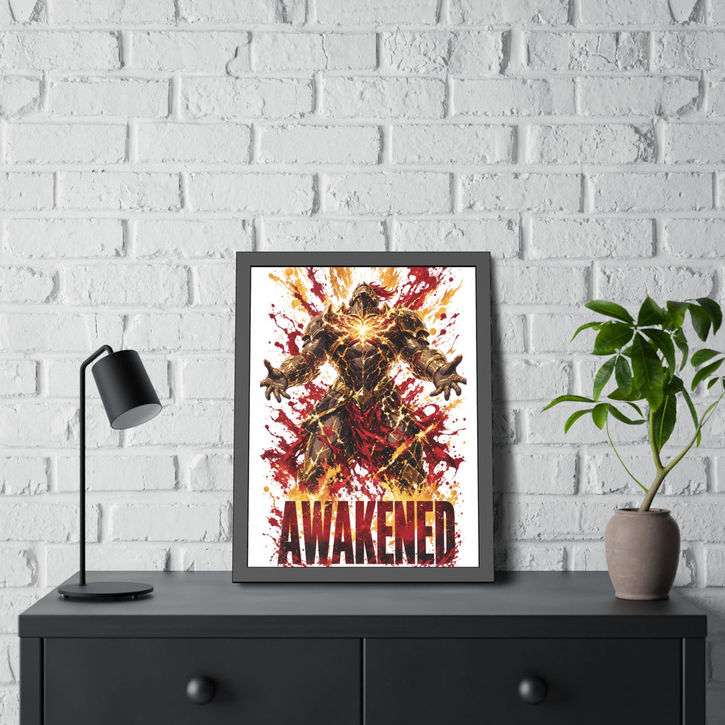 Awakened Fantasy Art Framed Poster — Fiery Hero Wall Print