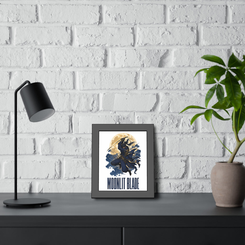Moonlit Blade Framed Poster — Samurai Ninja Art Print