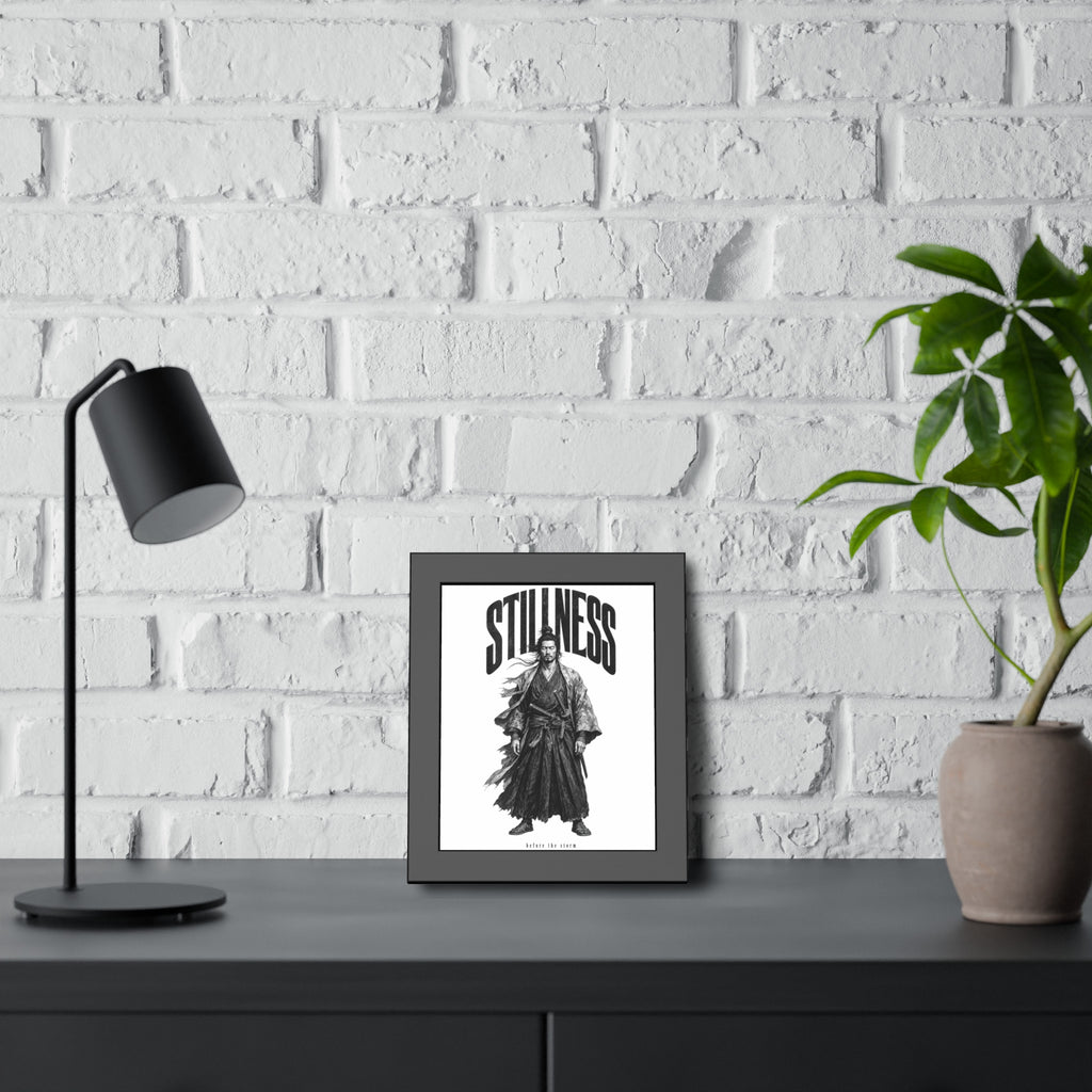 Stillness Samurai Framed Poster — 'Before the Storm' Black & White Warrior Art