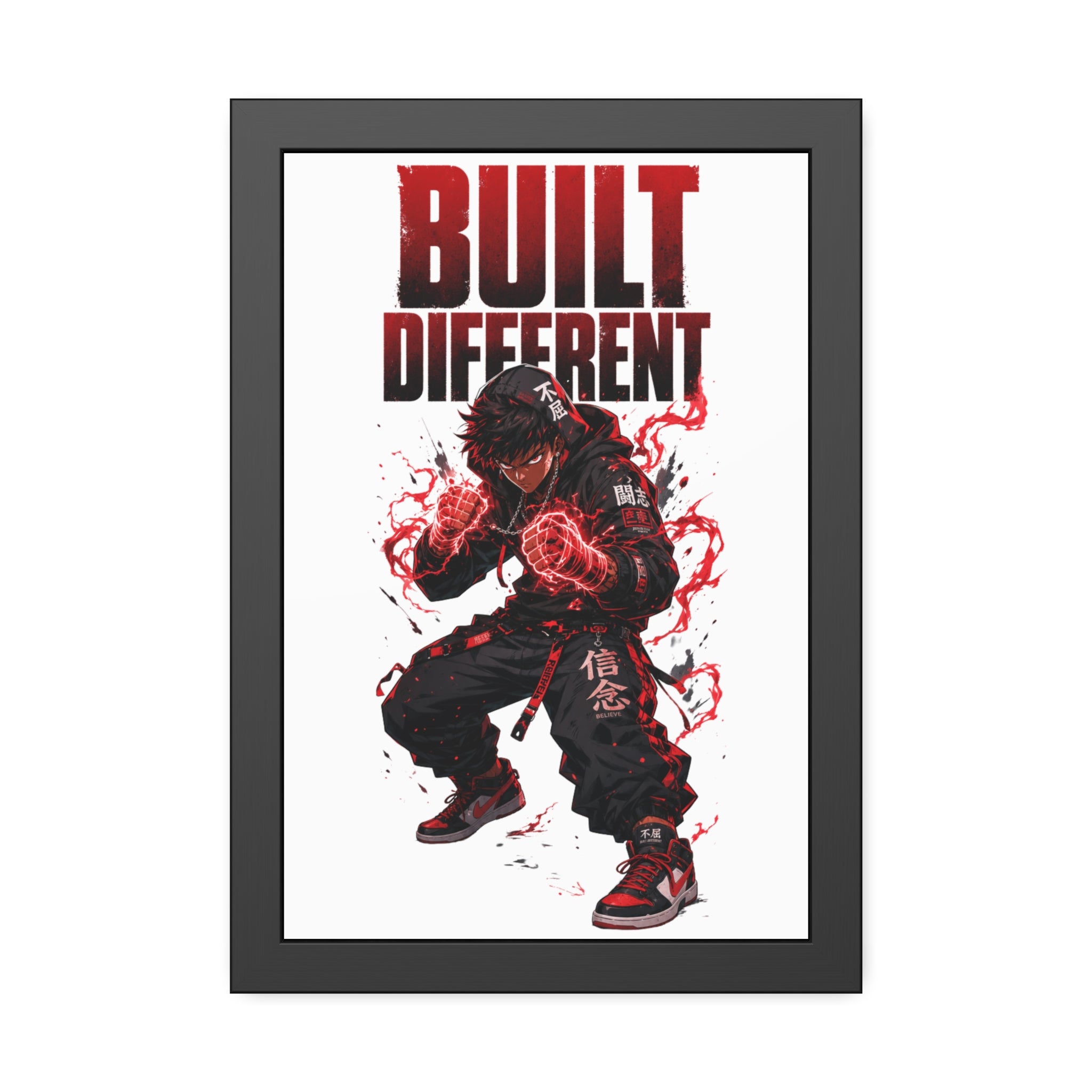Anime Streetwear Motivational Wall Art - Built Different Framed Poster