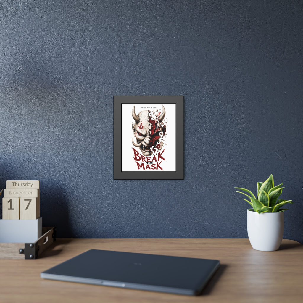 Framed Poster — 'Break the Mask' Oni Horror Art Print