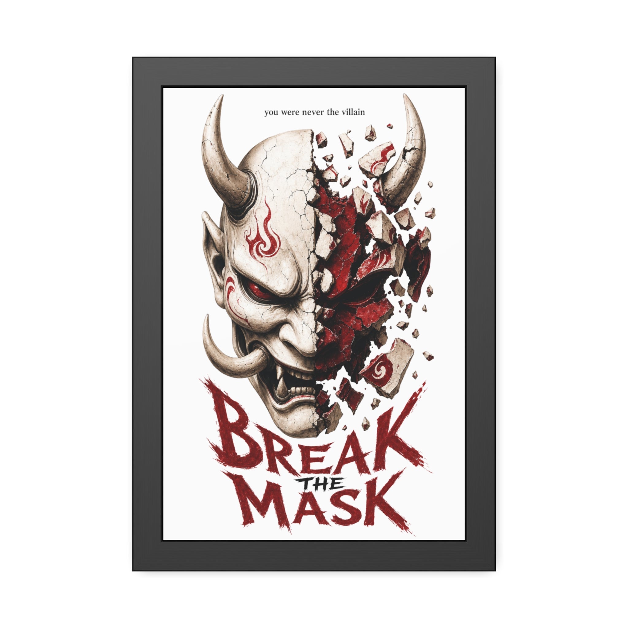 Framed Poster — 'Break the Mask' Oni Horror Art Print