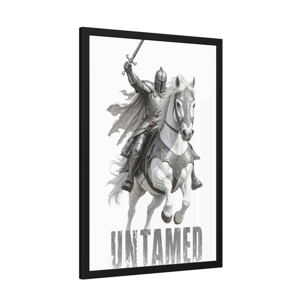 Untamed Knight Horse Framed Poster — Medieval Warrior Wall Art