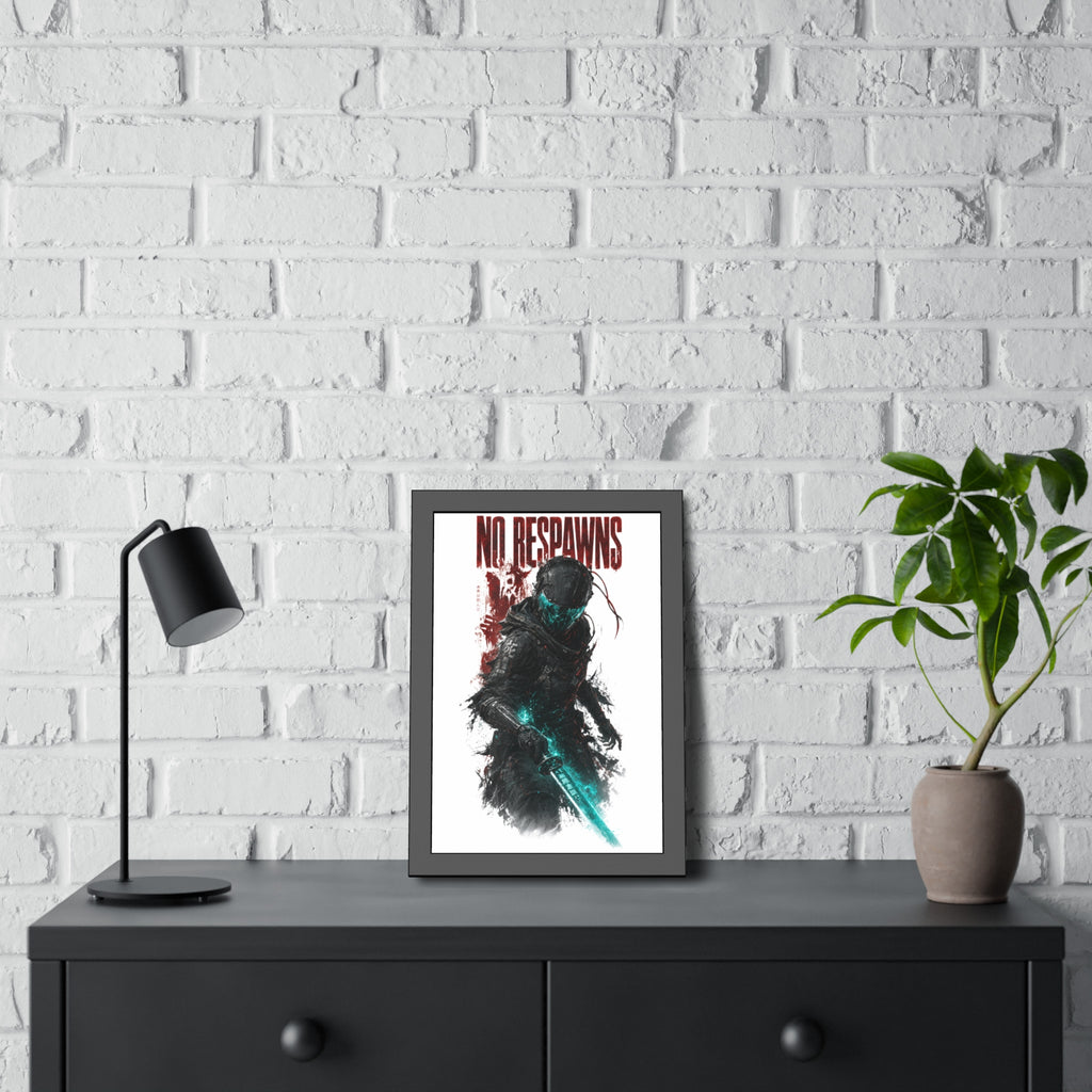 No Respawns Framed Poster — Dark Sci‑Fi Gamer Wall Art