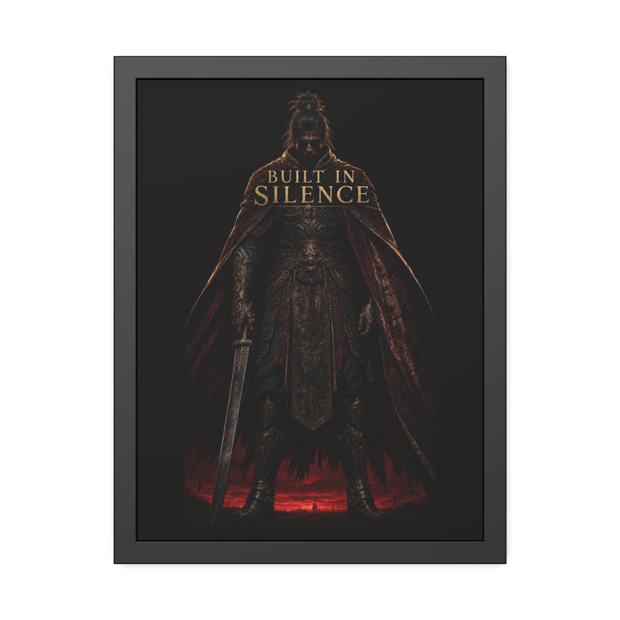 Built In Silence — Framed Poster (Dark Fantasy Knight Art)