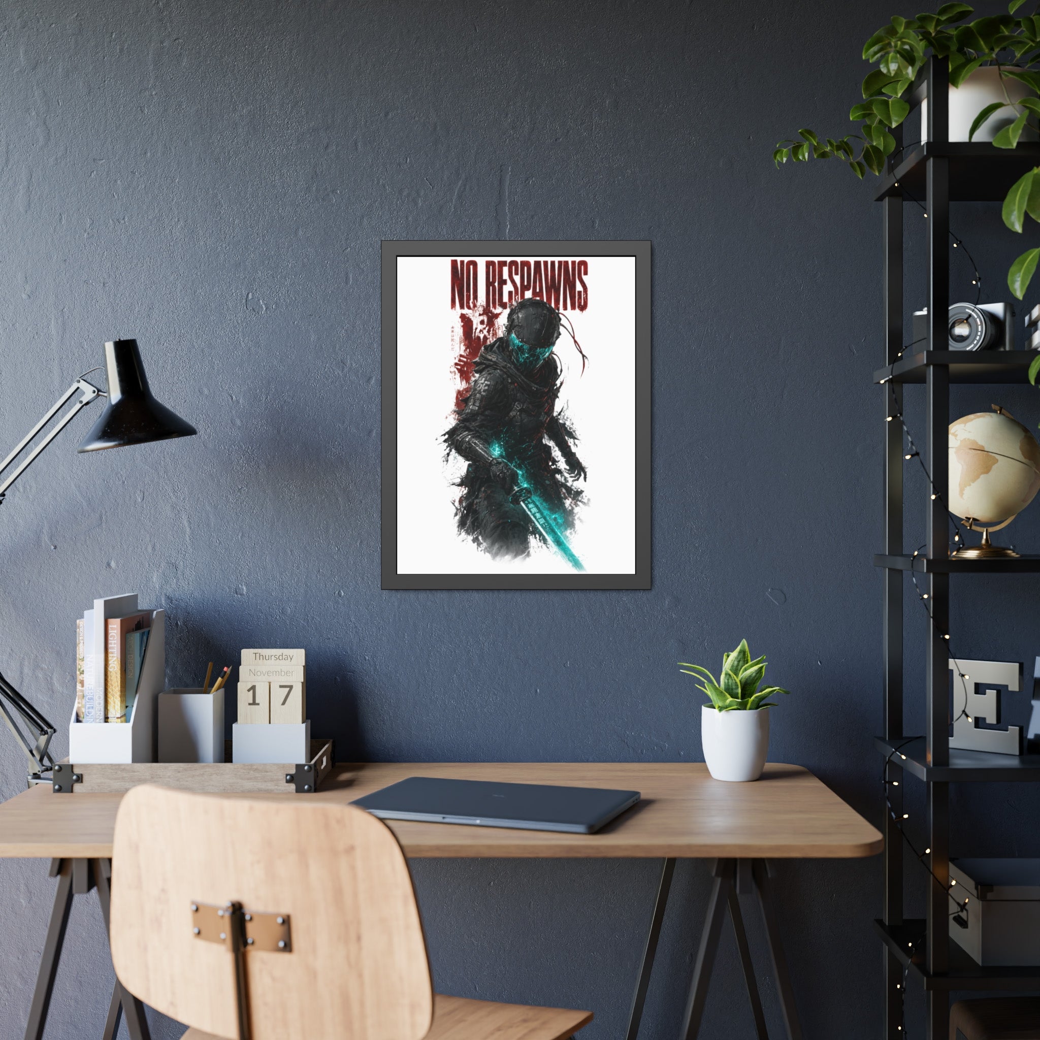 No Respawns Framed Poster — Dark Sci‑Fi Gamer Wall Art