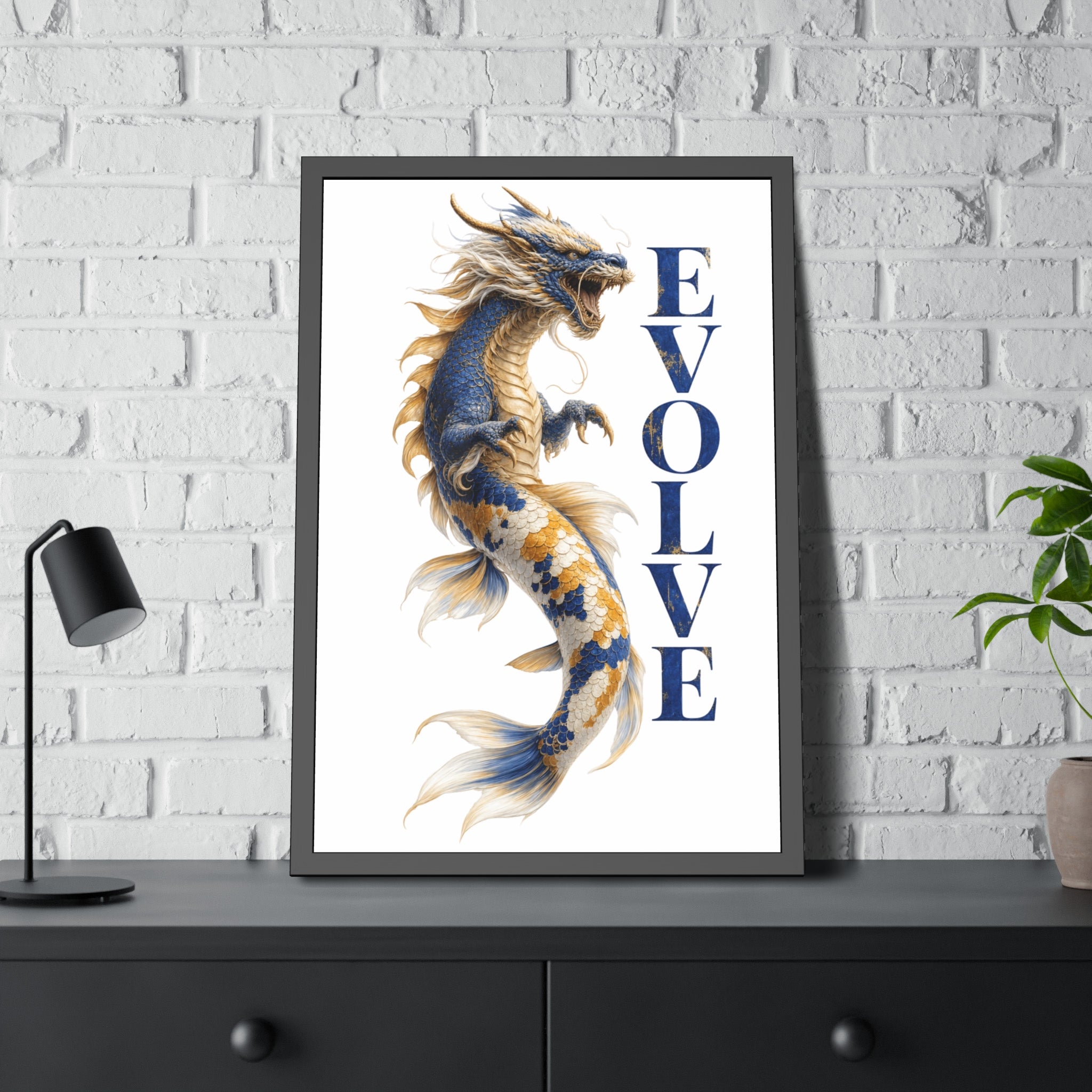 Evolve Dragon Koi Framed Poster