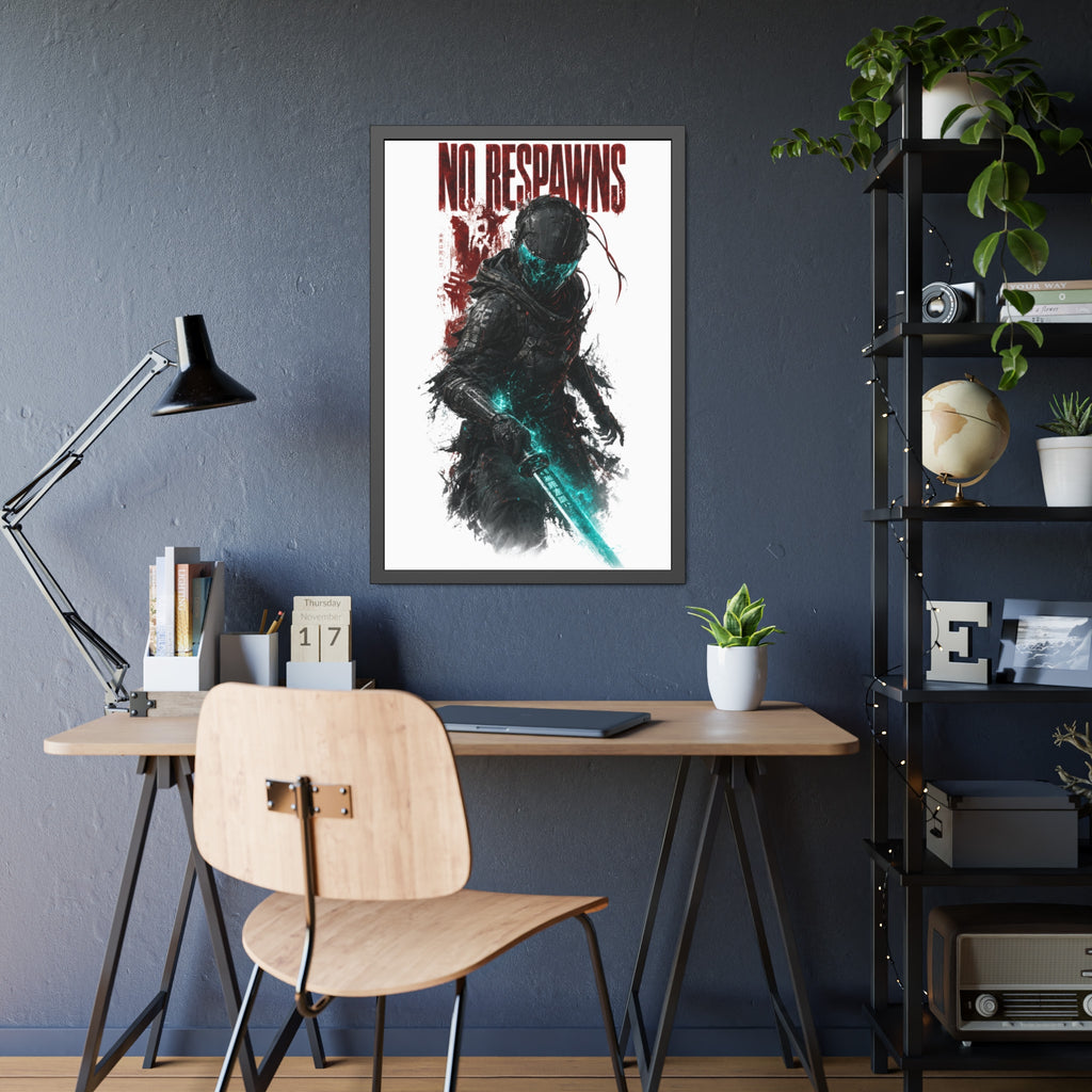 No Respawns Framed Poster — Dark Sci‑Fi Gamer Wall Art
