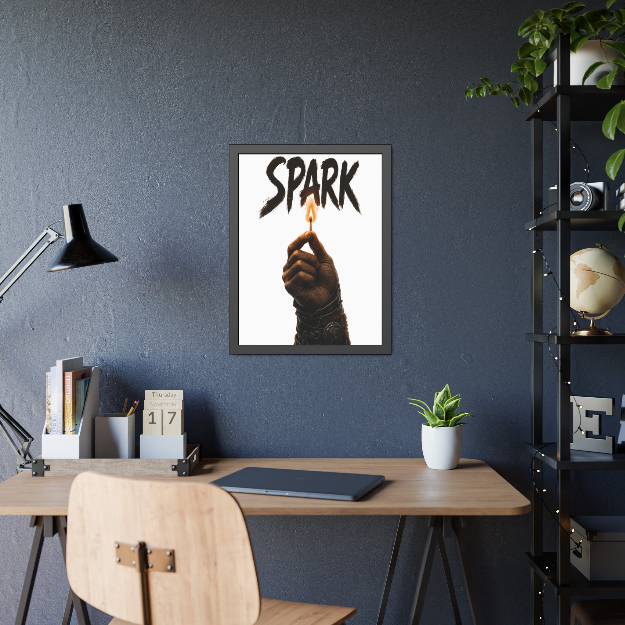 Framed Poster —  Lit Match Spark Wall Art
