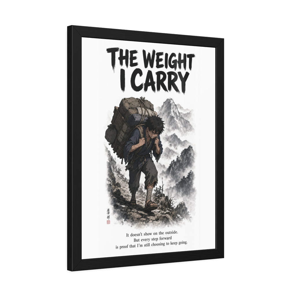 Framed Poster - "The Weight I Carry" Motivational Mountain Art Print