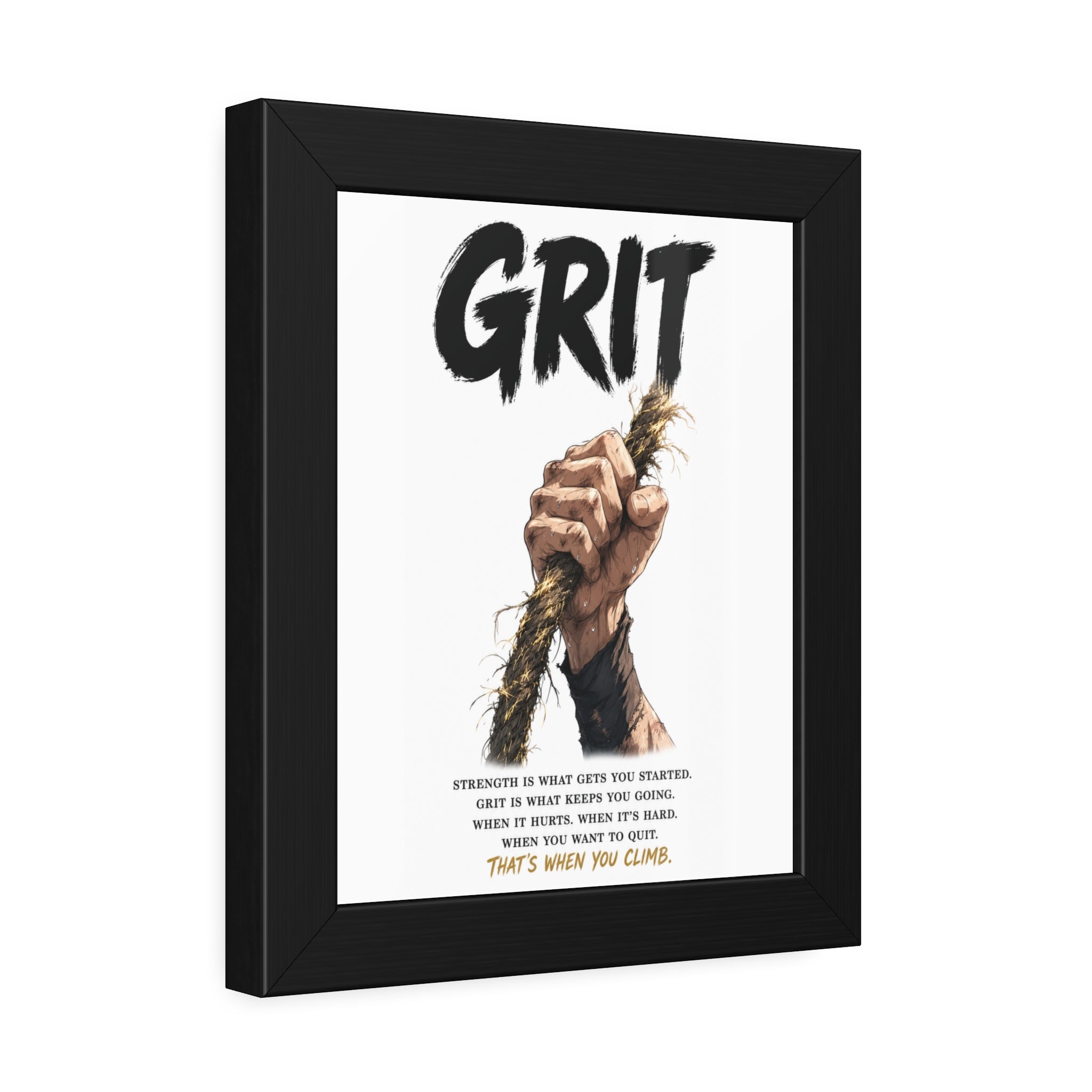 Grit Motivational Framed Poster — Inspirational Climbing Wall Art