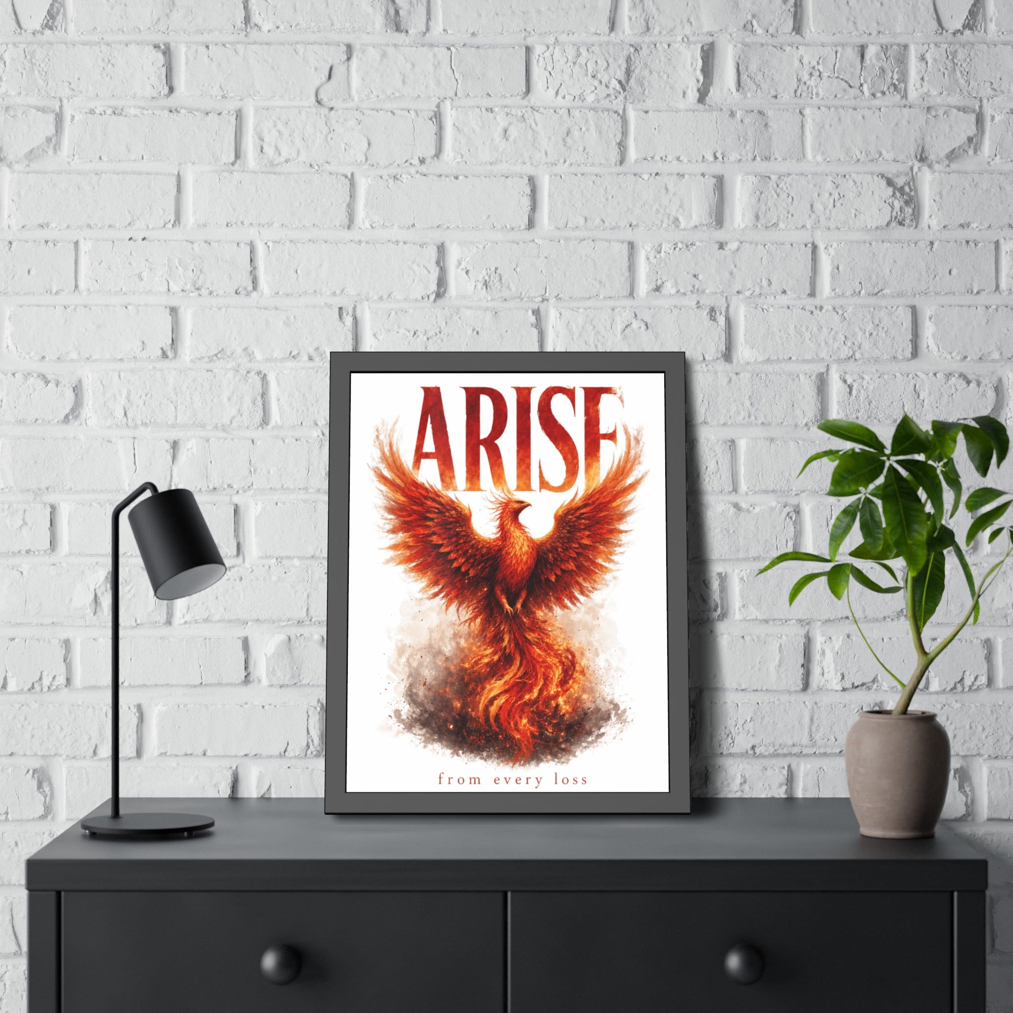 Framed Poster — "ARISE" Phoenix Art Print (Inspirational Wall Decor)