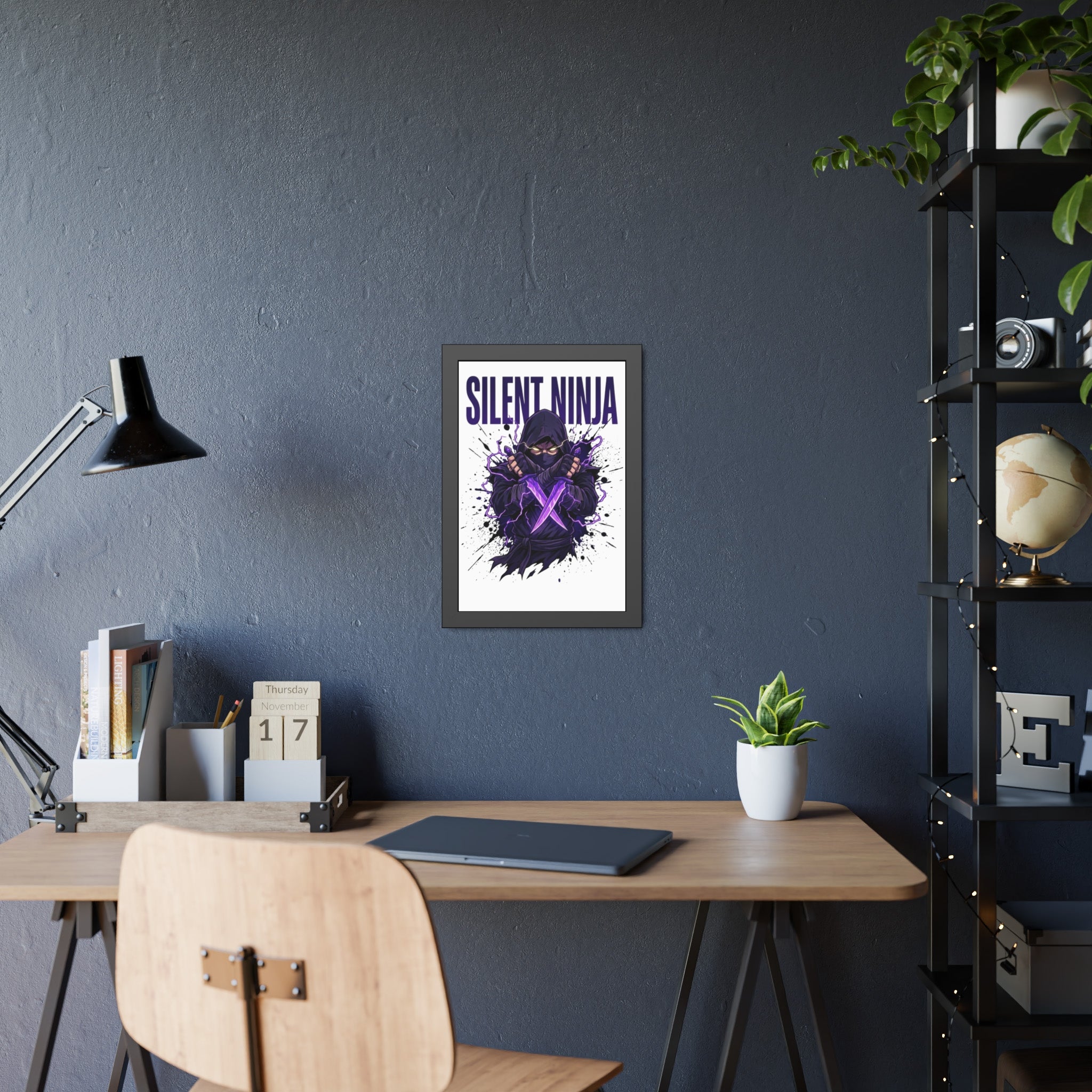 Silent Ninja Framed Poster — Purple Assassin Wall Art