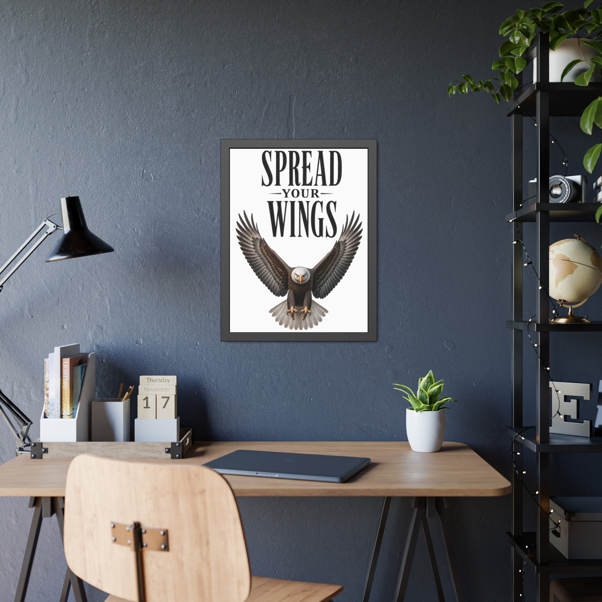 Framed Poster - "Spread Your Wings" Eagle Wall Art,