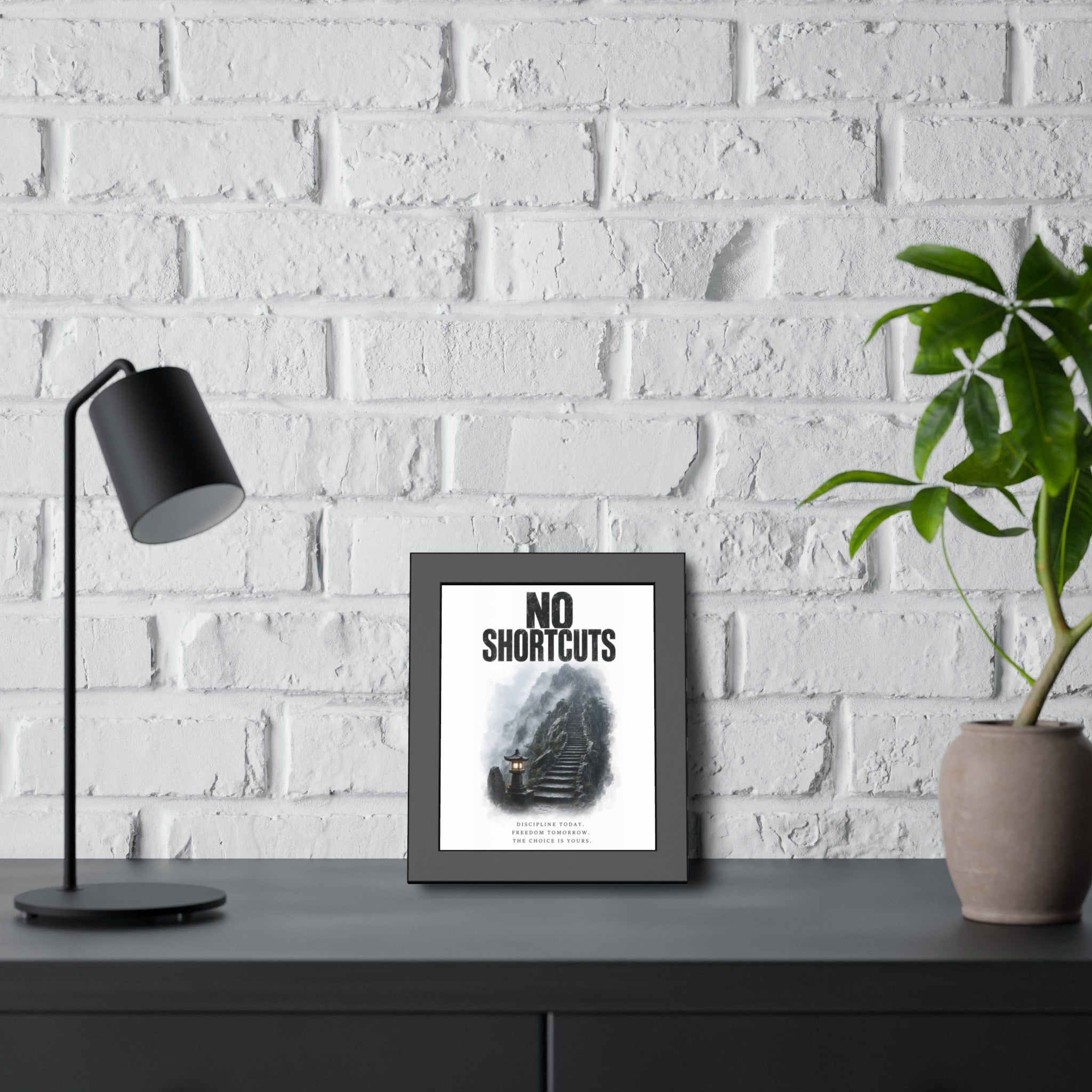 Framed Poster - "No Shortcuts" Motivational Wall Art