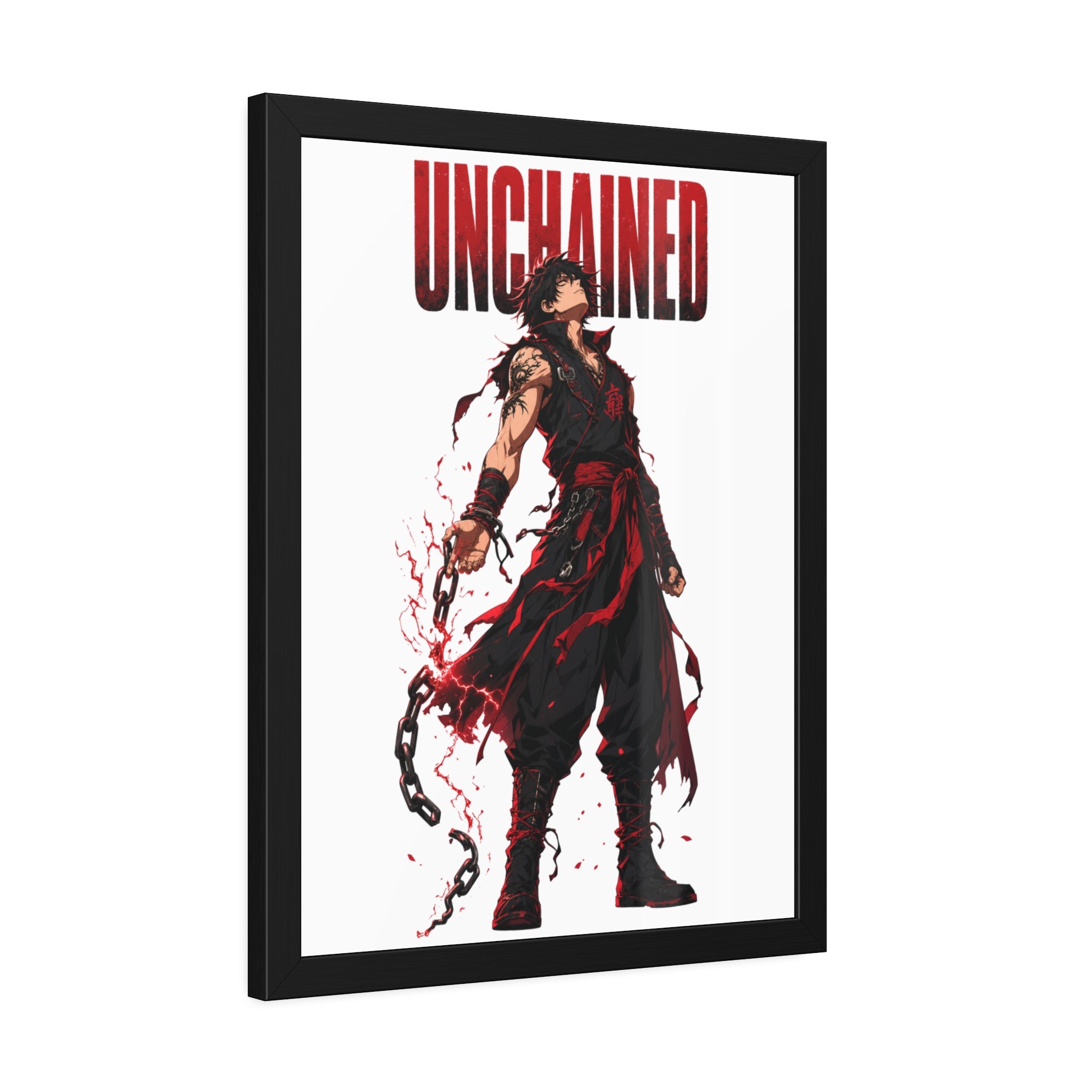 Unchained Warrior Framed Poster — Anime Fighter Wall Art