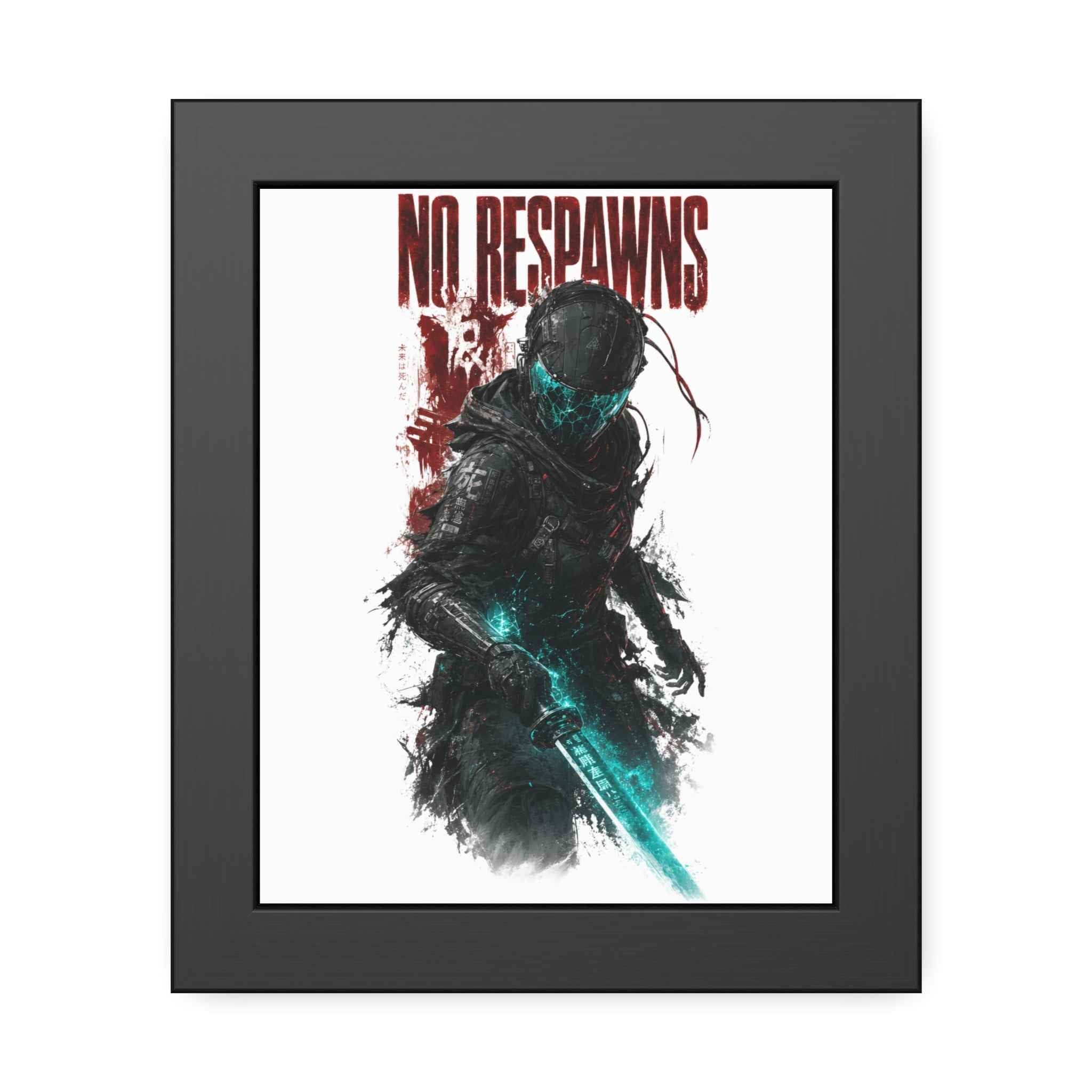 No Respawns Framed Poster — Dark Sci‑Fi Gamer Wall Art