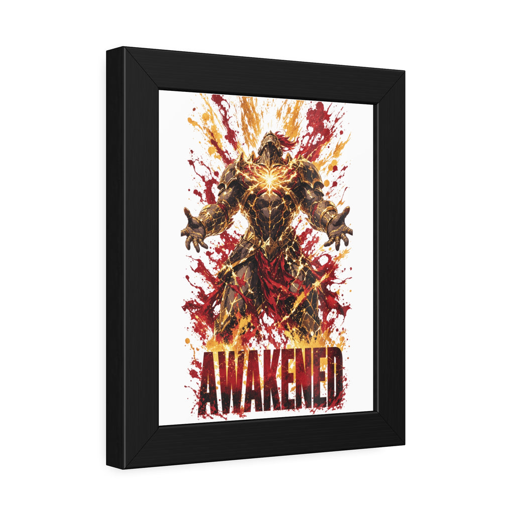 Awakened Fantasy Art Framed Poster — Fiery Hero Wall Print