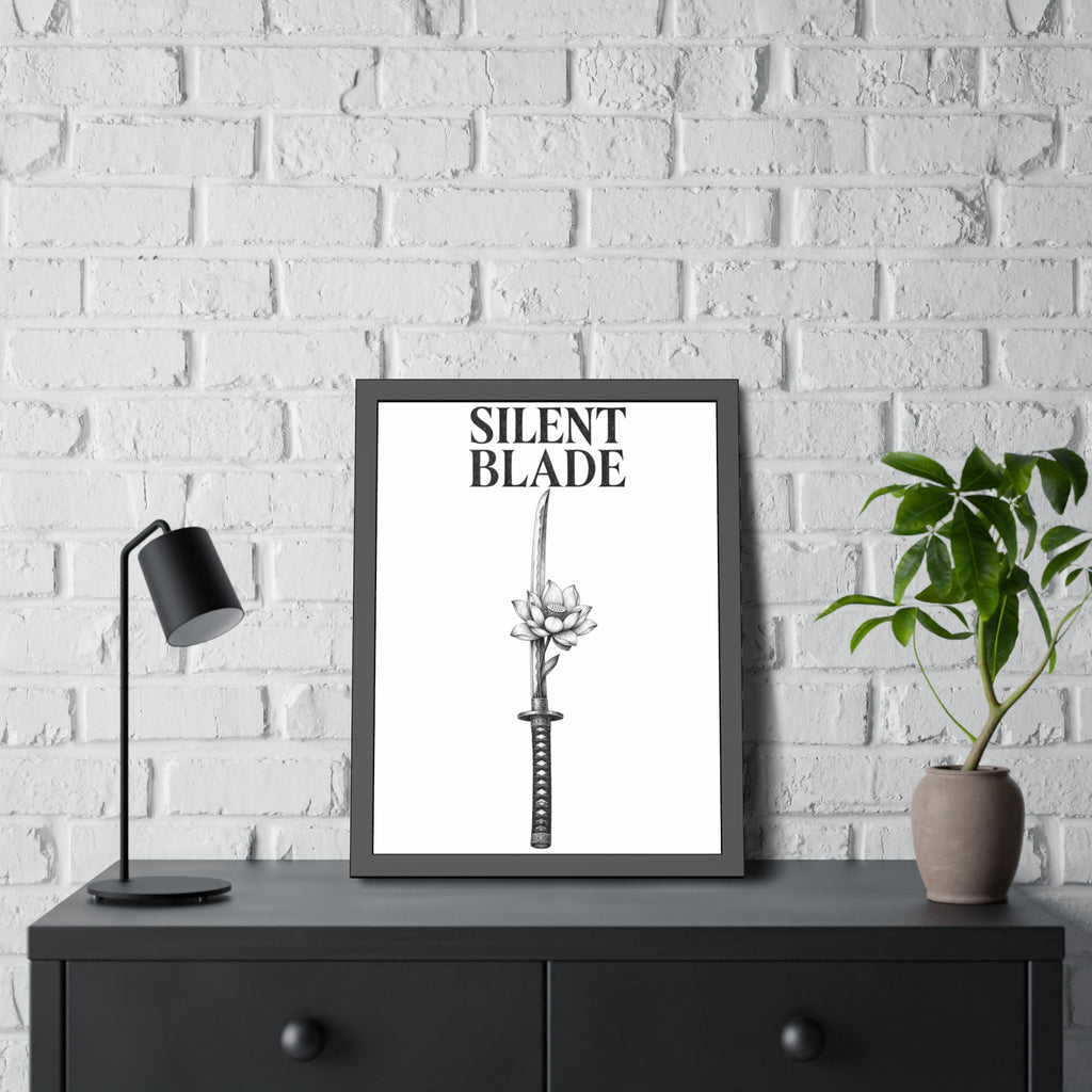 Silent Blade Framed Poster — Minimalist Samurai Sword Art Print