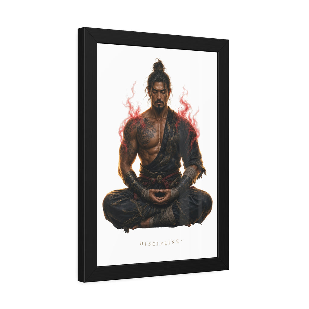 Framed Poster — 'Discipline' Meditating Samurai Art Print