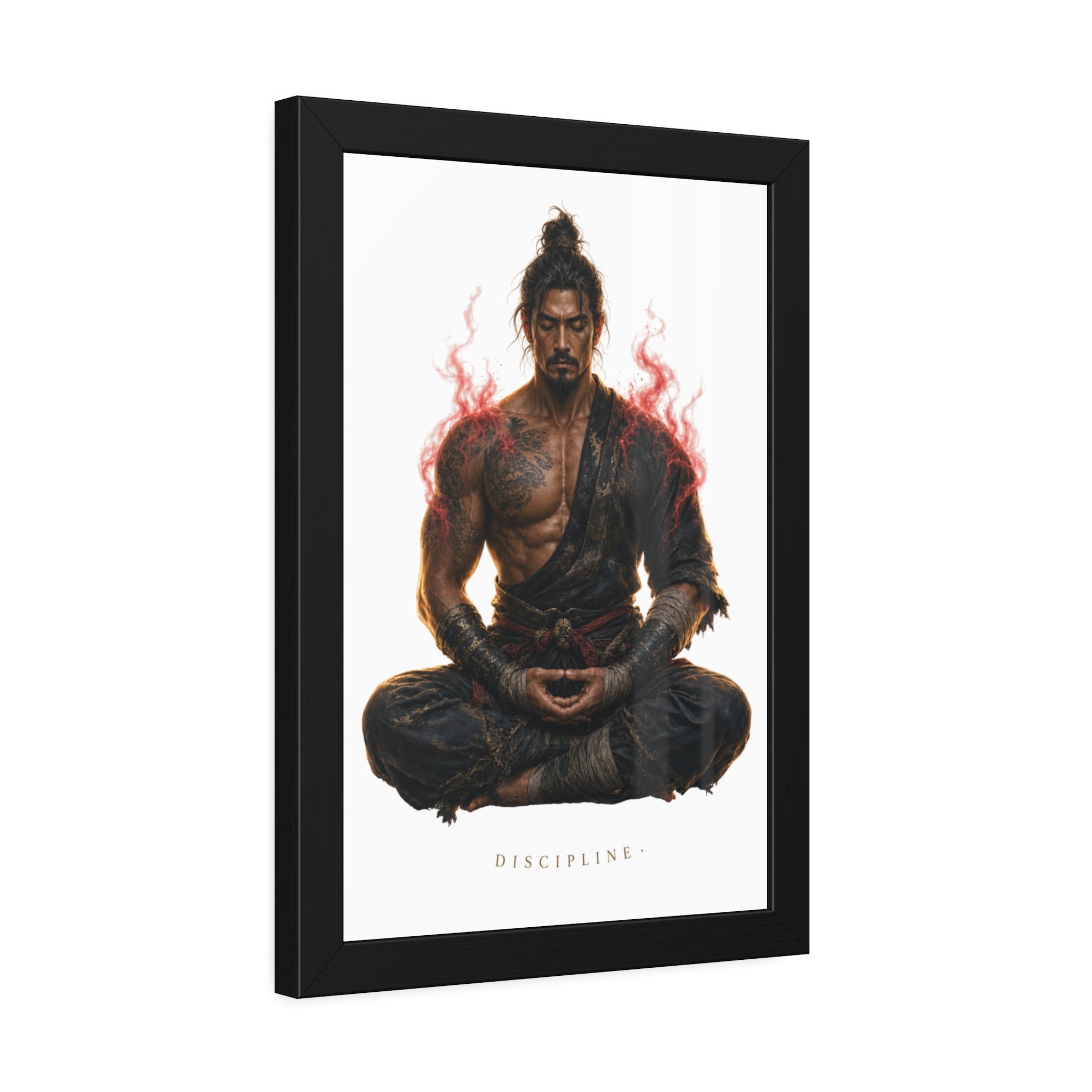 Framed Poster — 'Discipline' Meditating Samurai Art Print