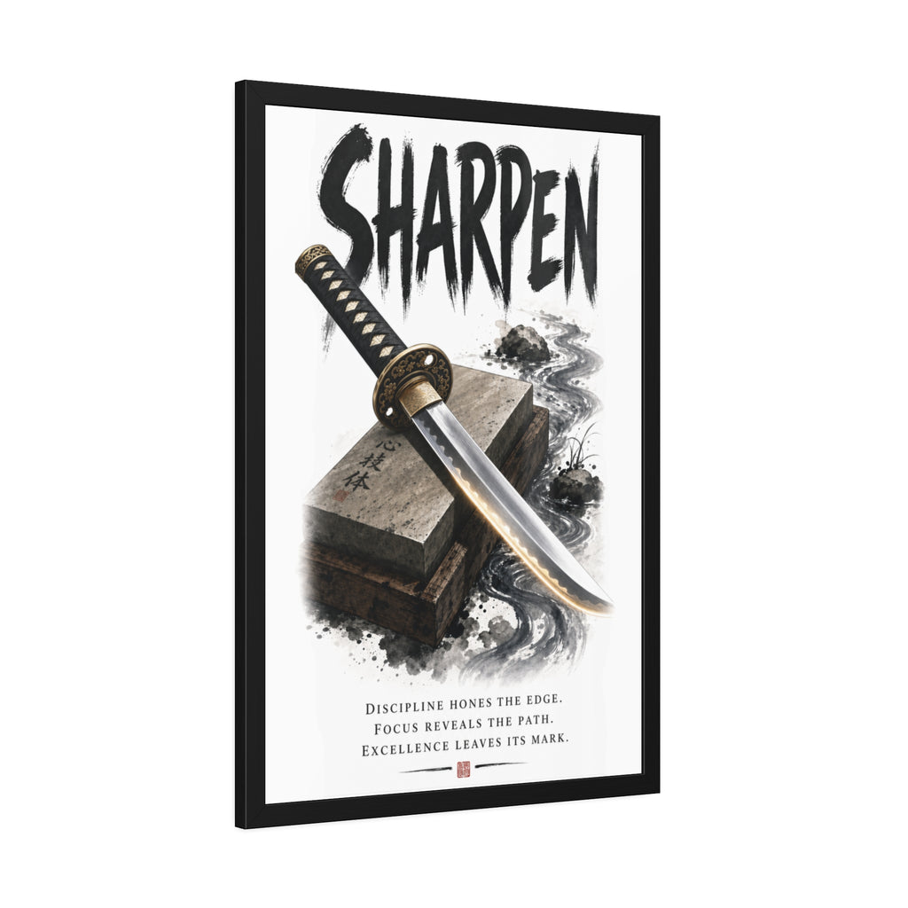 Sharpen Katana Poster — Framed Motivational Sword Art Print