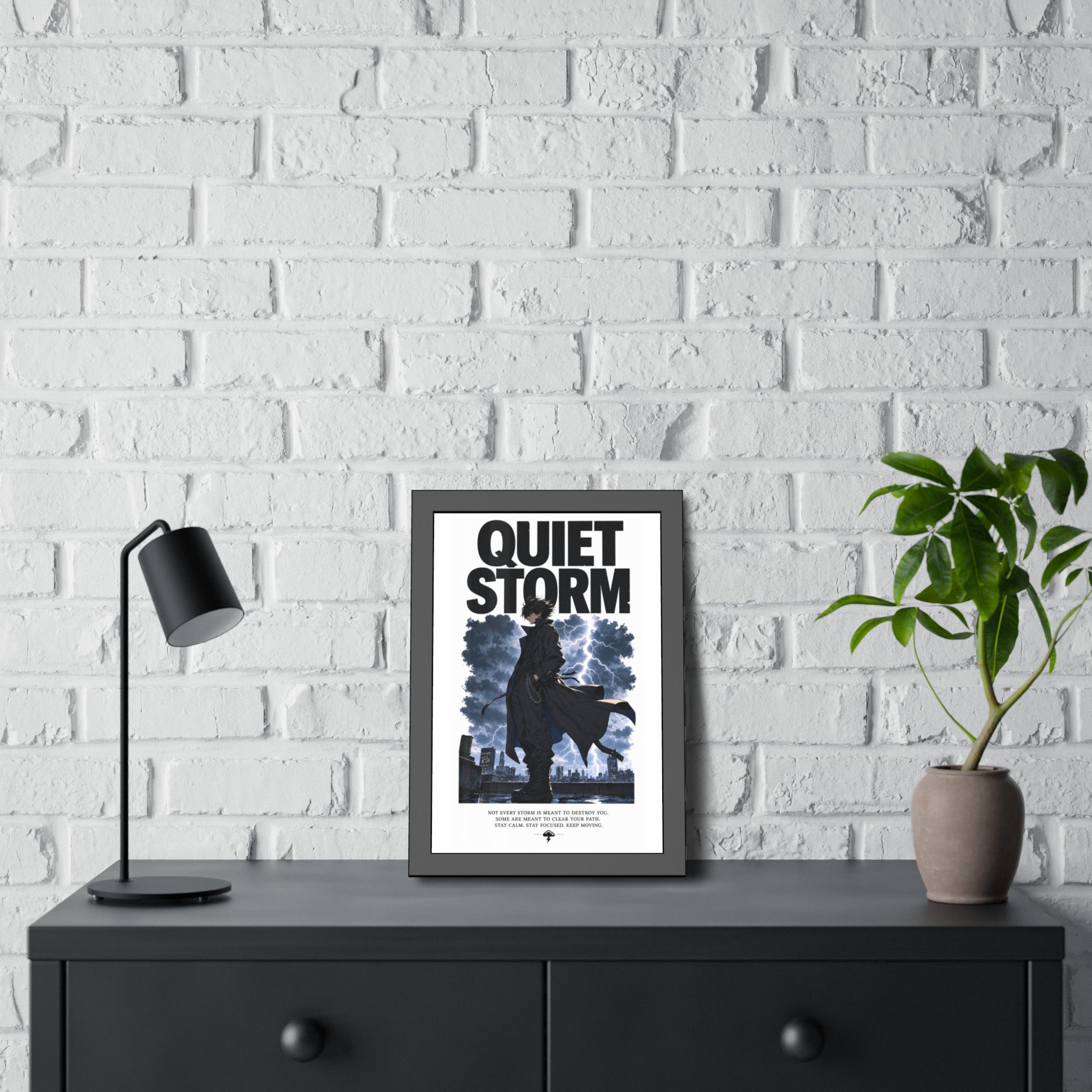 Framed Poster — "Quiet Storm" Dark Urban Lightning Art Print