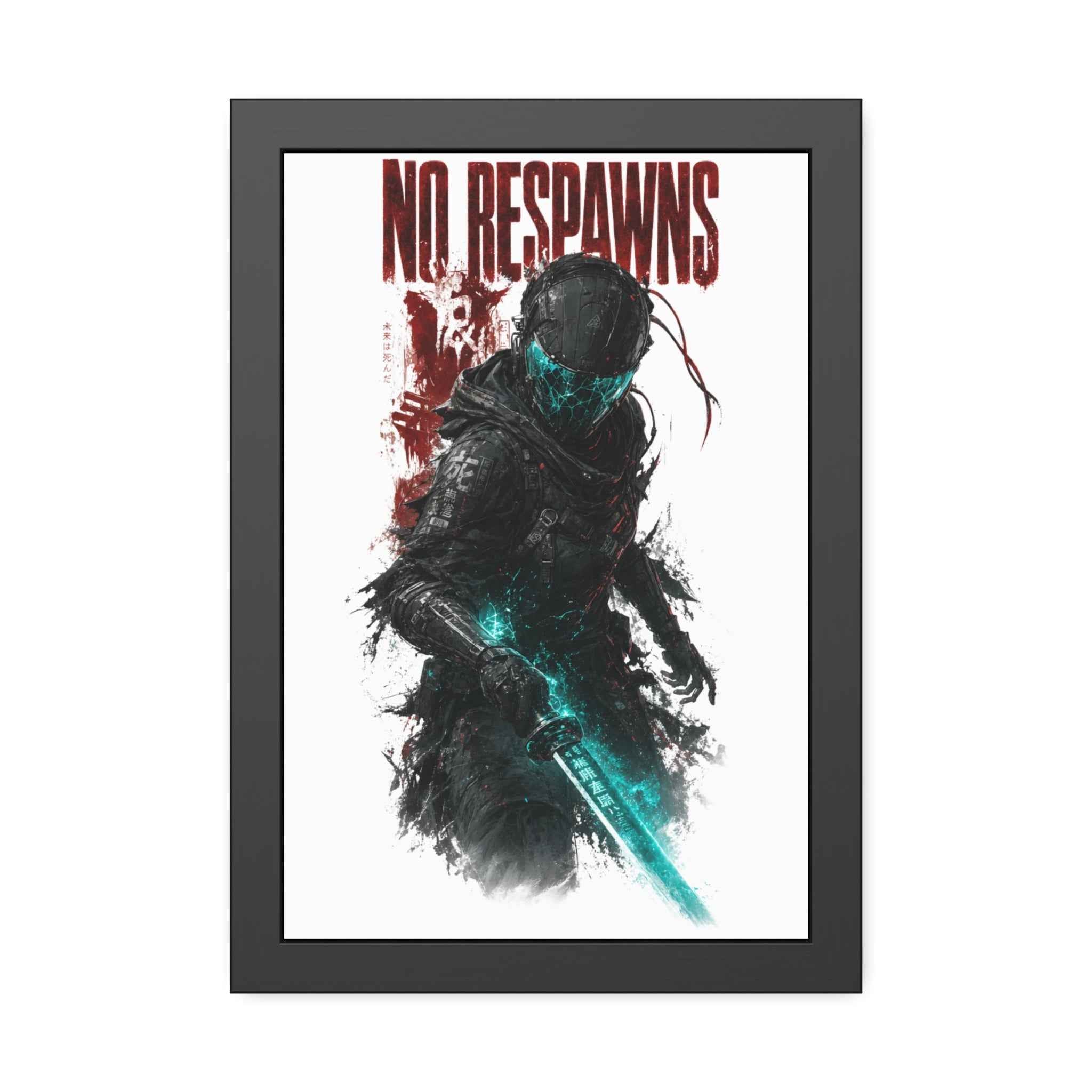 No Respawns Framed Poster — Dark Sci‑Fi Gamer Wall Art