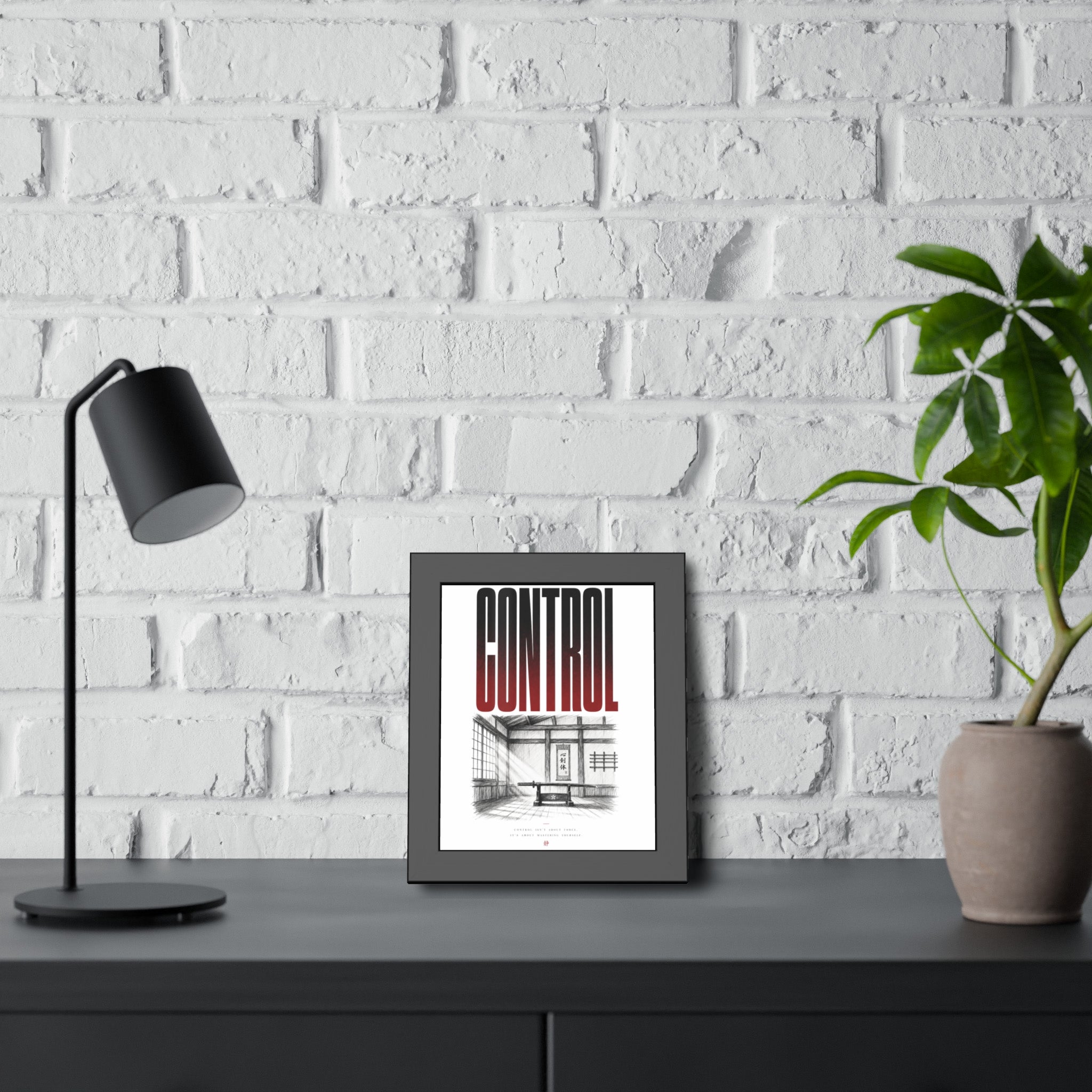 Control Framed Poster — Minimalist Japanese-Inspired Room Art Print
