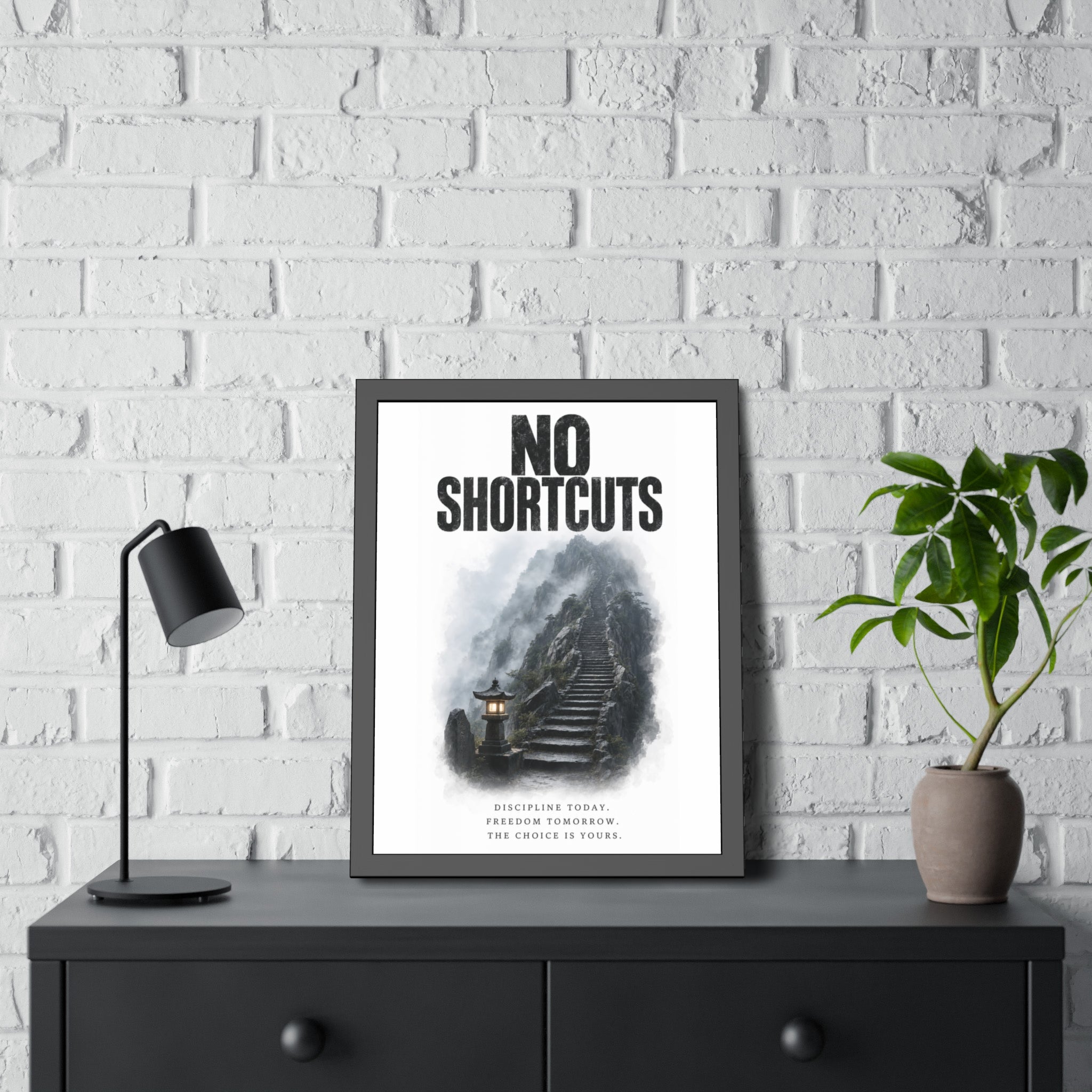 Framed Poster - "No Shortcuts" Motivational Wall Art