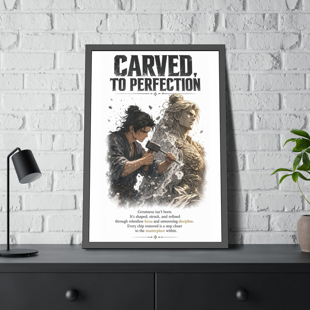 Framed Poster — "Carved to Perfection" Inspirational Sculpture Art