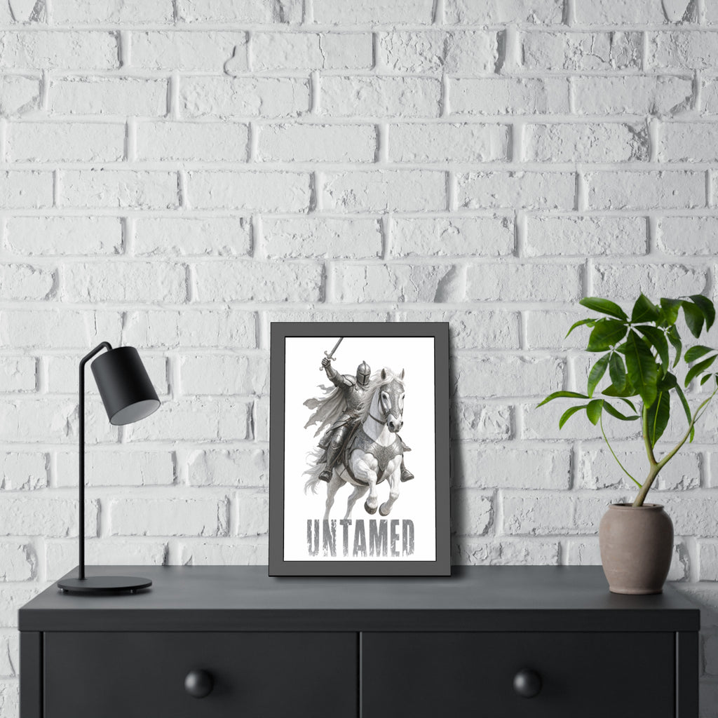 Untamed Knight Horse Framed Poster — Medieval Warrior Wall Art
