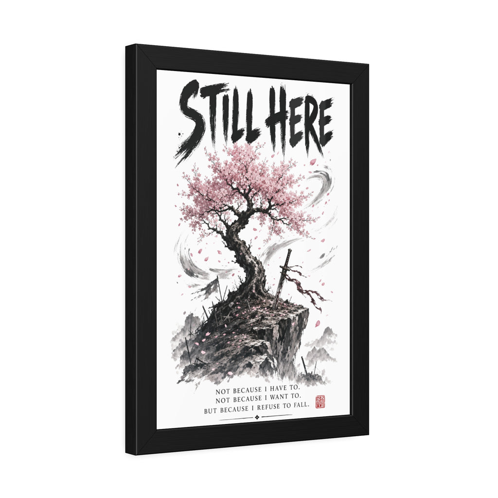 Framed Poster - "Still Here" Sakura Tree Resilience Art Print