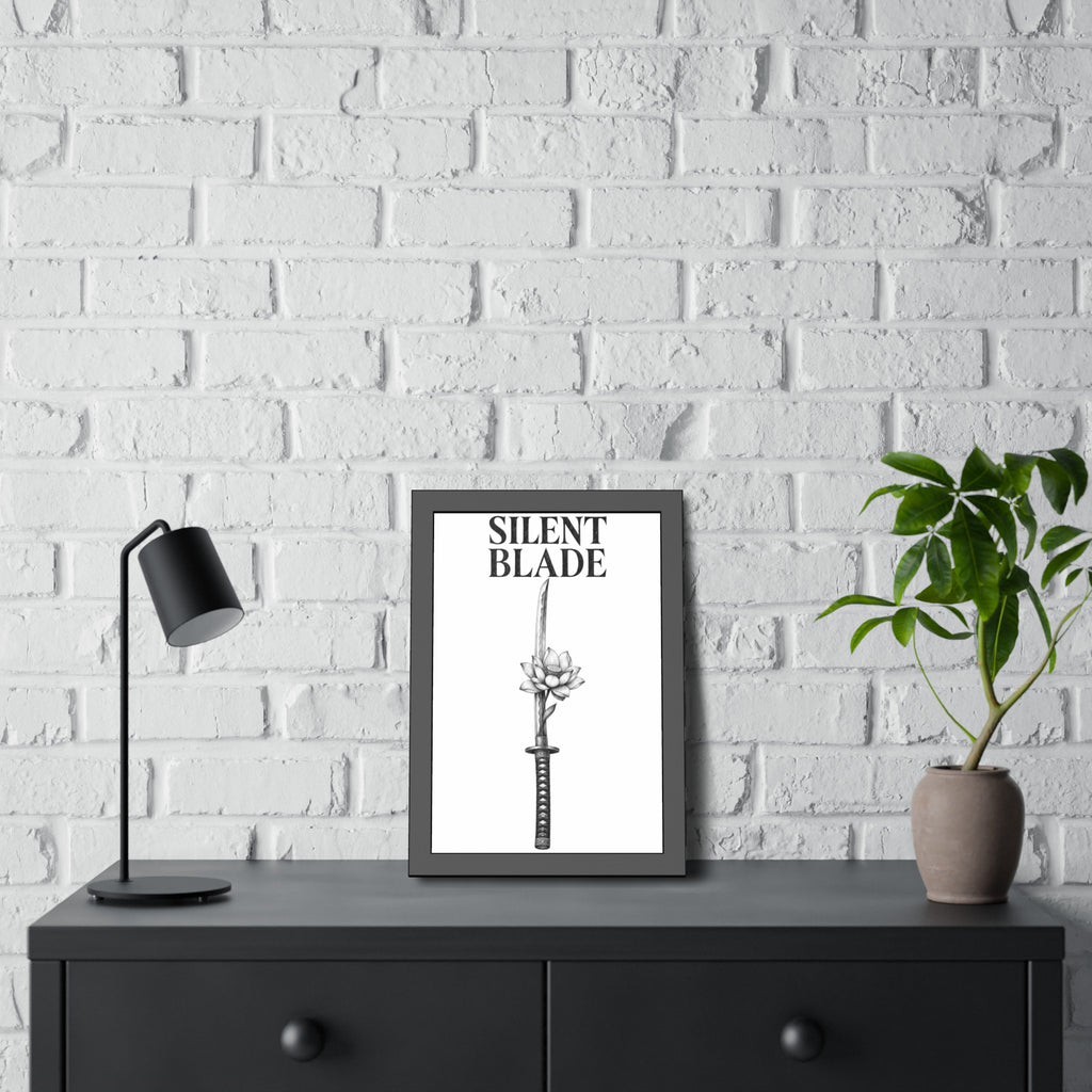 Silent Blade Framed Poster — Minimalist Samurai Sword Art Print