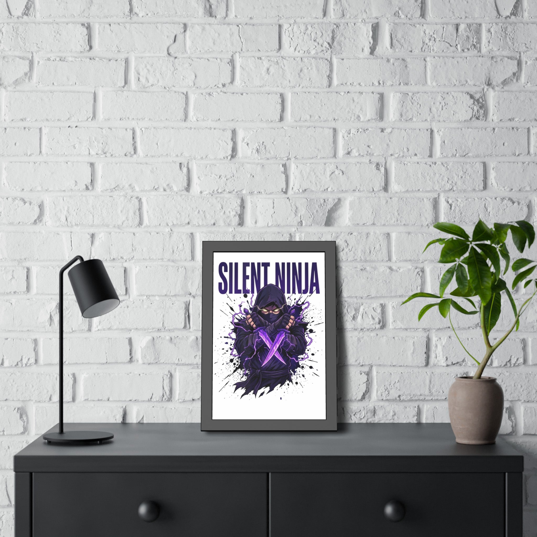 Silent Ninja Framed Poster — Purple Assassin Wall Art